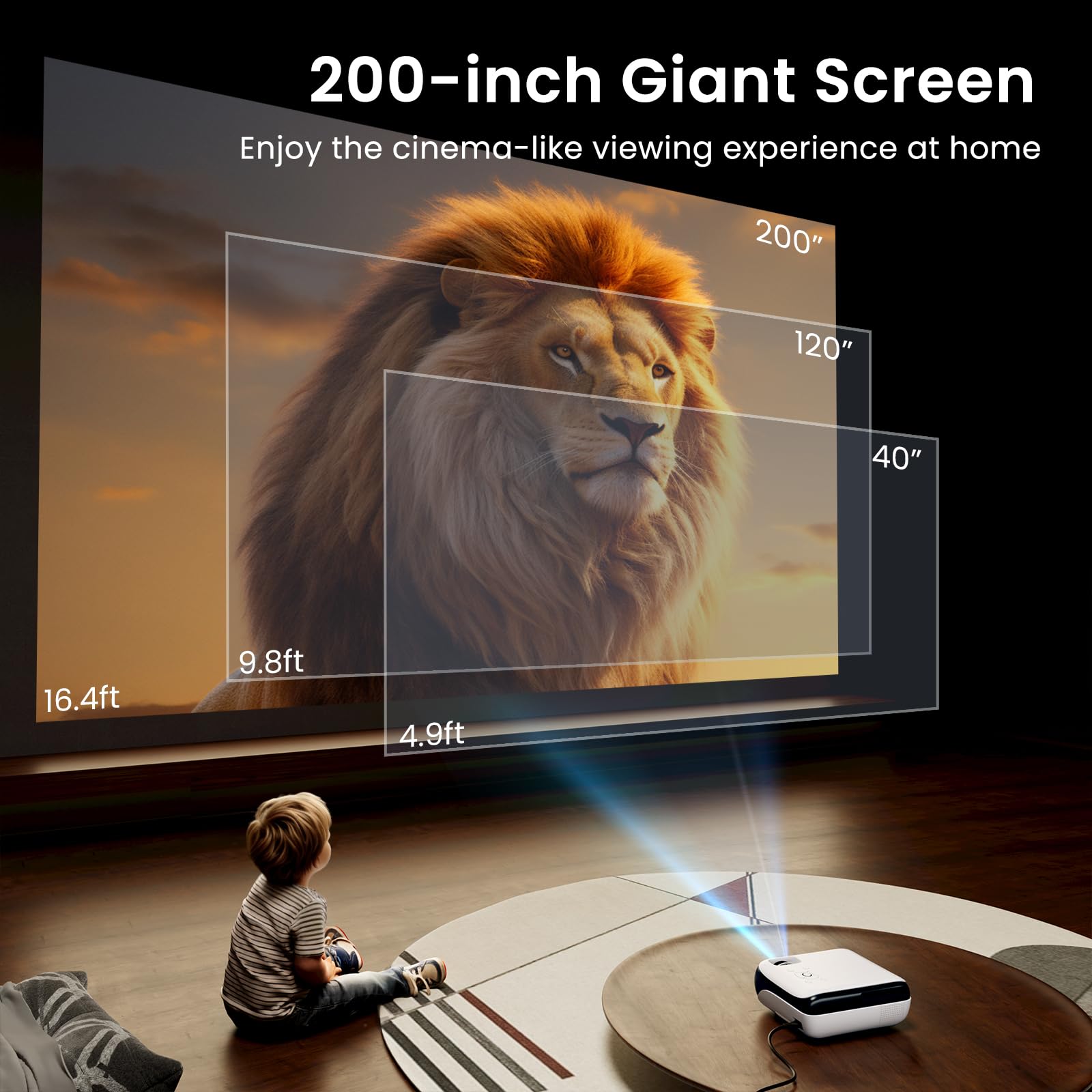 HAPPRUN Native 1080P Bluetooth Mini Projector, Full HD Portable Outdoor Movie Projector with Built-in Speaker, Compatible with Smartphone, HDMI, USB, AV, Fire Stick, PS5 for Home, Bedroom, Outdoor Use - Image 4