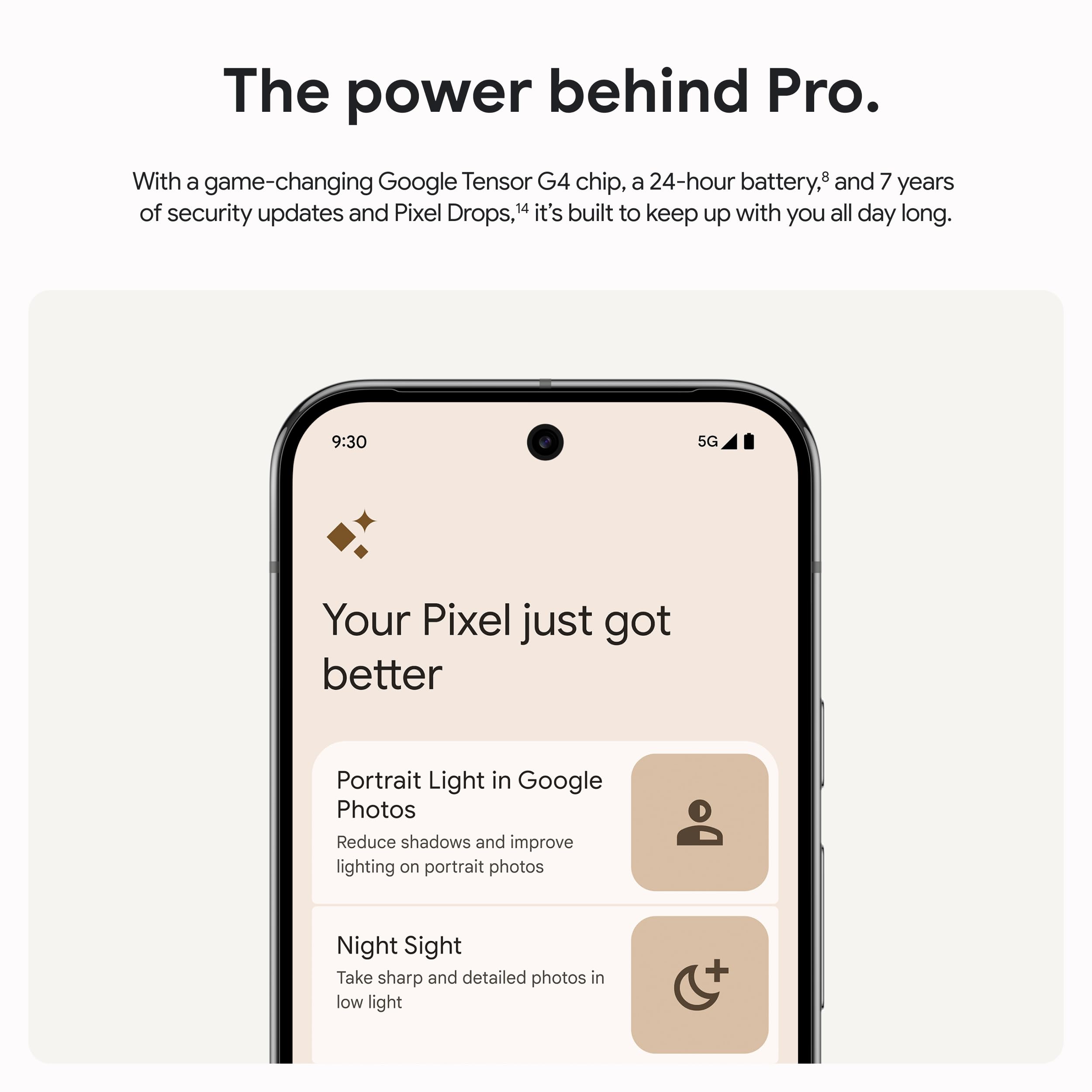 Google Pixel 9 Pro - Unlocked Android Smartphone with Gemini, Triple Rear Camera System, 24-Hour Battery, and 6.3" Super Actua Display - Hazel - 256 GB - Image 9