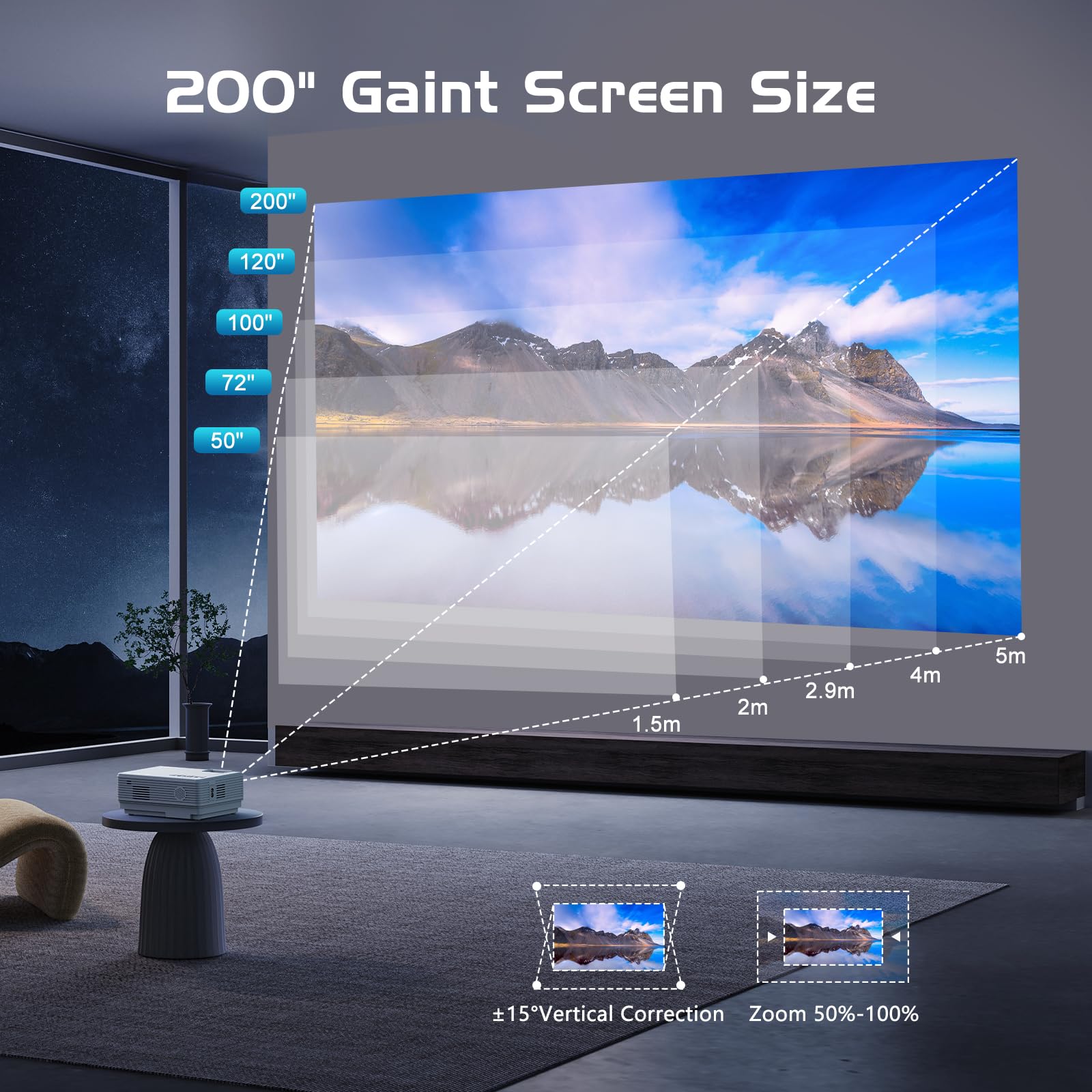 PANSEBA 1080P Mini Projector with Screen, Portable Home Theater Movie Projector with Two-Way Bluetooth, HDMI/USB Input for Smartphone/TV Stick, Ideal for Indoor & Outdoor Use - Image 7