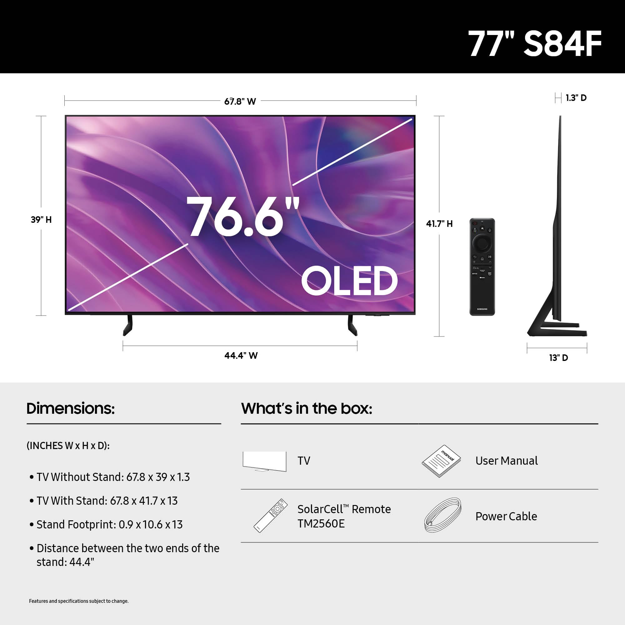 SAMSUNG 77-Inch Class OLED S84F Series Samsung Vision AI Smart TV (2025 Model, 77S84F) NQ4 AI Gen2 Processor, 4K AI Upscaling, OLED HDR, Pantone Validated, Motion Xcelerator 120Hz - Image 10