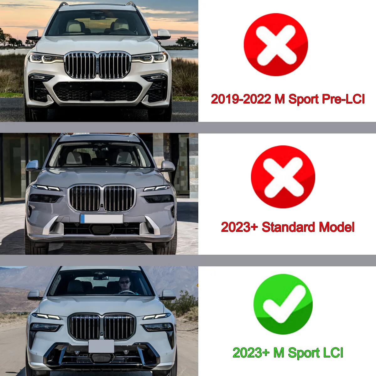 Replace FOR BMW X7 GLOSS BLACK Bumper Surround G07 Sport 4-door 2023 2024 FRONT SPLITTER REAR DIFFUSER SPOILER BODY KIT Refit - Image 5