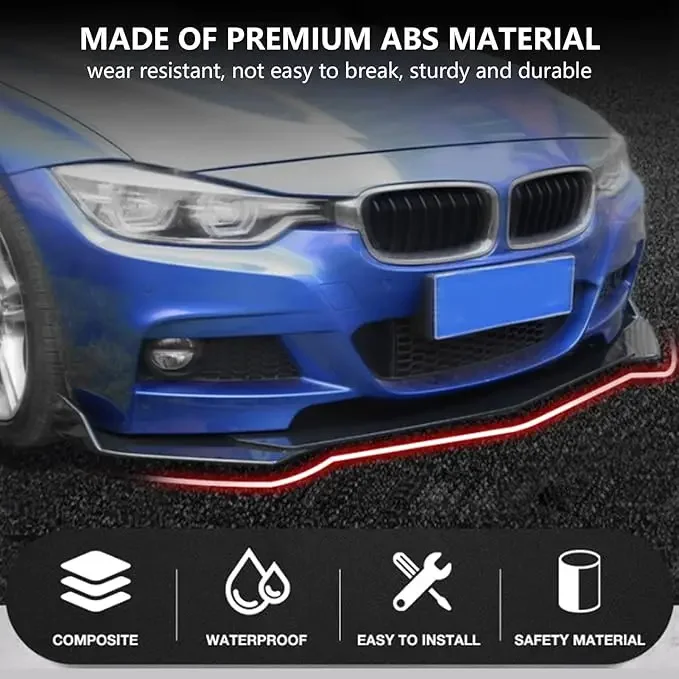 5 Pieces Universal Car Front Bumper Lip Body Kit Spoiler Splitter ABS Bumper Canard Lip Splitter Universal Car Accessories - Image 4