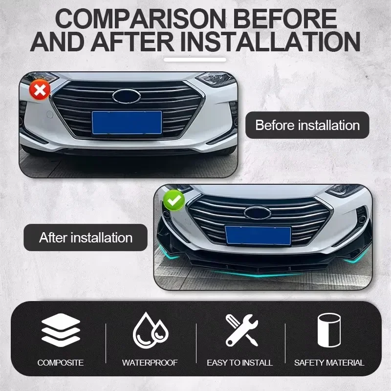 5 Pieces Universal Car Front Bumper Lip Body Kit Spoiler Splitter ABS Bumper Canard Lip Splitter Universal Car Accessories - Image 6