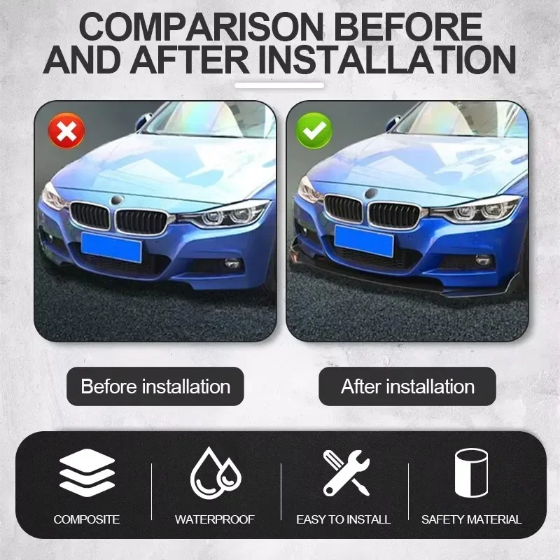 5 Pieces Universal Car Front Bumper Lip Body Kit Spoiler Splitter ABS Bumper Canard Lip Splitter Universal Car Accessories - Image 3