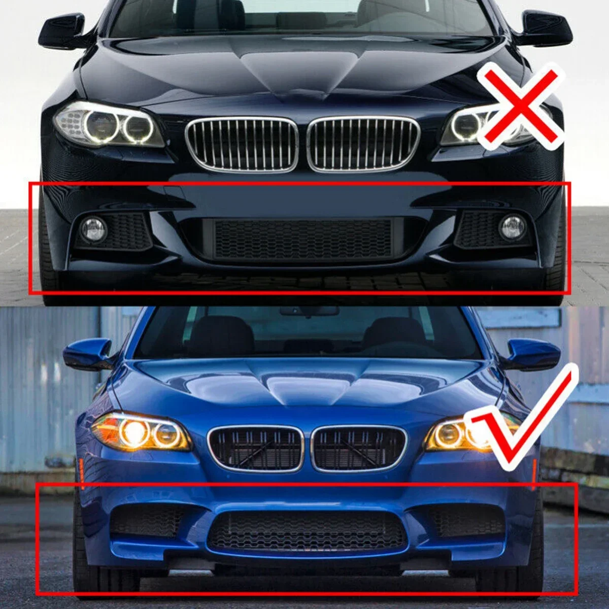 Carbon Fiber Style Front Bumper Corner Splitter Lip for BMW F10 M5 Only 2010-2016 - Image 2