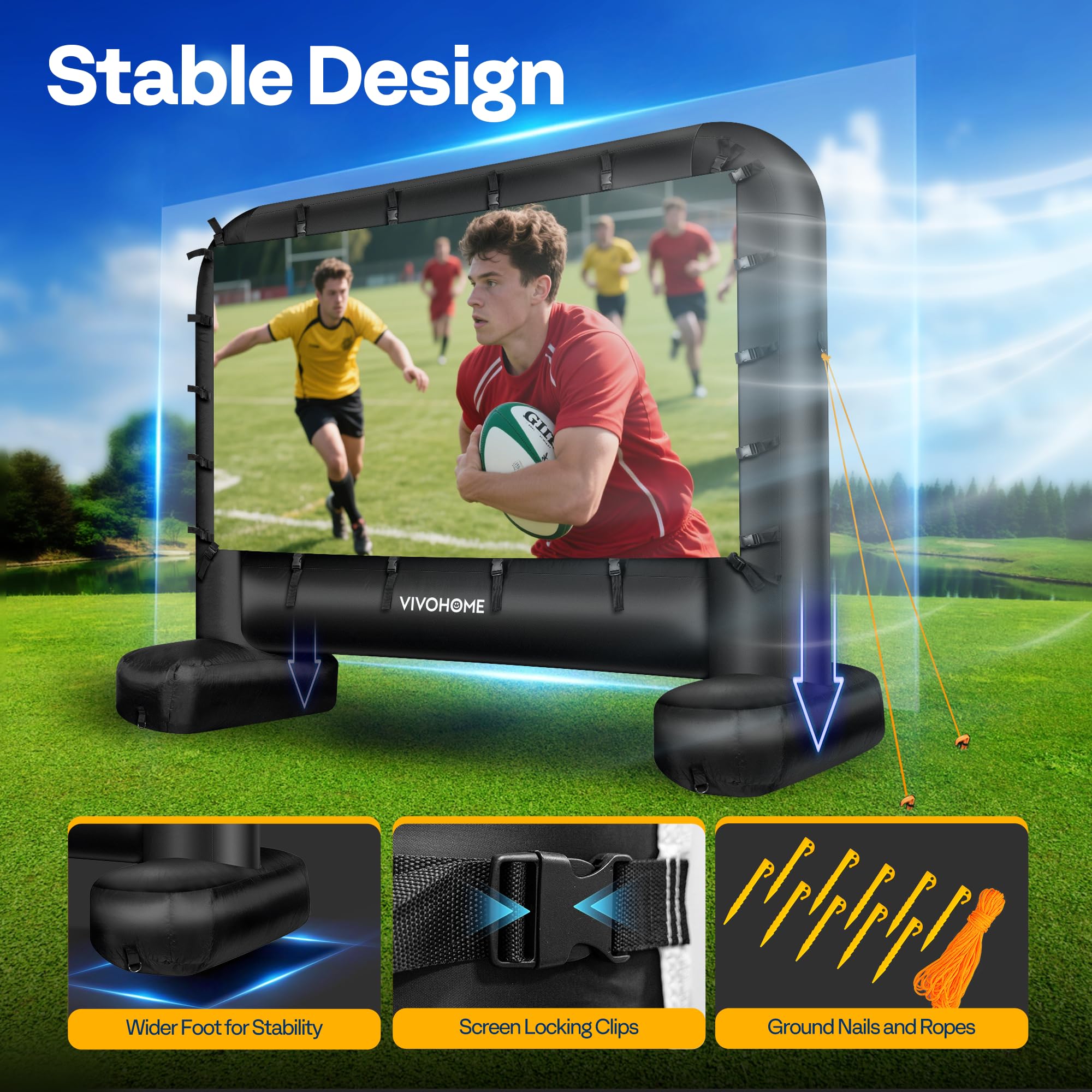 VIVOHOME 14 FT Inflatable Projector Screen for Outside, Blow Up Movie Screen Outdoor Use, Mega Large TV Screen with Carry Bag for Backyard, Tube Leg Support - Image 5