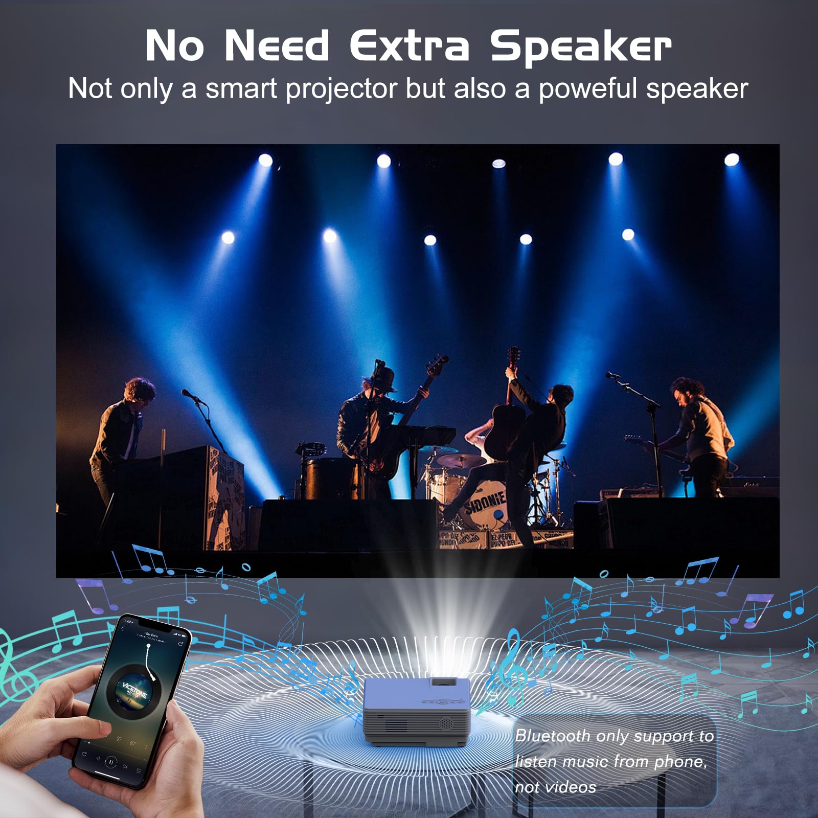 PANSEBA 1080P Mini Projector with Screen, Portable Home Theater Movie Projector with Two-Way Bluetooth, HDMI/USB Input for Smartphone/TV Stick, Ideal for Indoor & Outdoor Use - Image 6