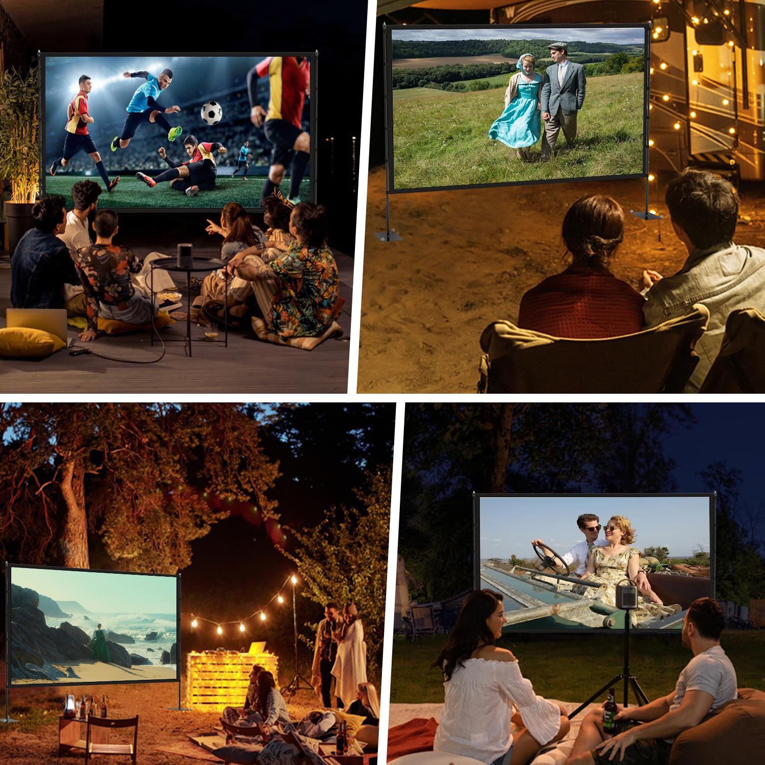 Outdoor Projector Screen with Stand - 120 inch Portable Projector Screens Indoor Outdoor Projector Screen 16:9 4K HD Outdoor Movie Screen with Carry Bag,Enioy Home Theater Projection Screen. - Image 2