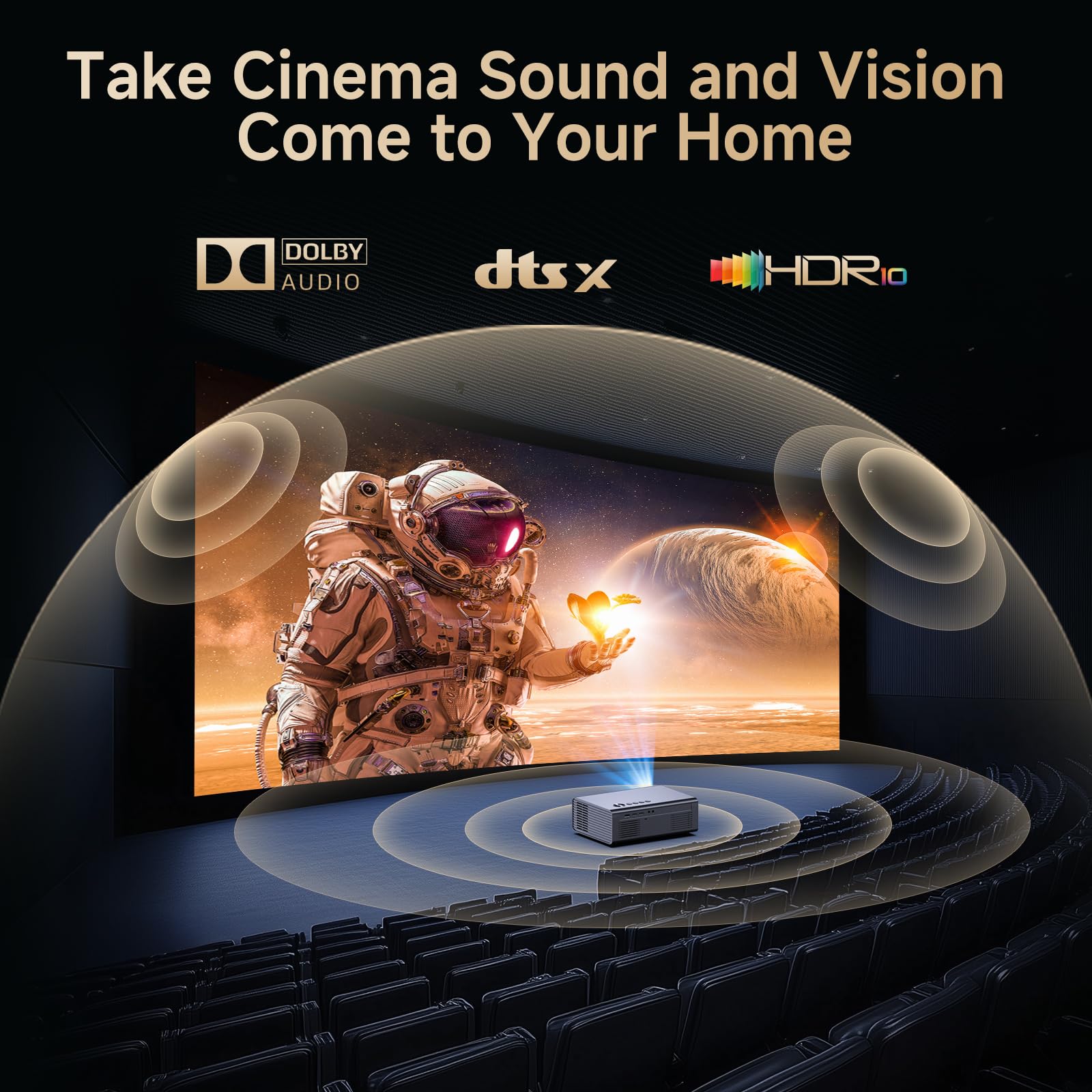 4K Projector with Built-in Apps, 1200ANSI Auto Focus&6D Keystone Dolby Audio Kogata Smart Projector with WiFi 6 Bluetooth Outdoor Movie Proyector for Home Theater HDR10+ UPGRADE - Image 6