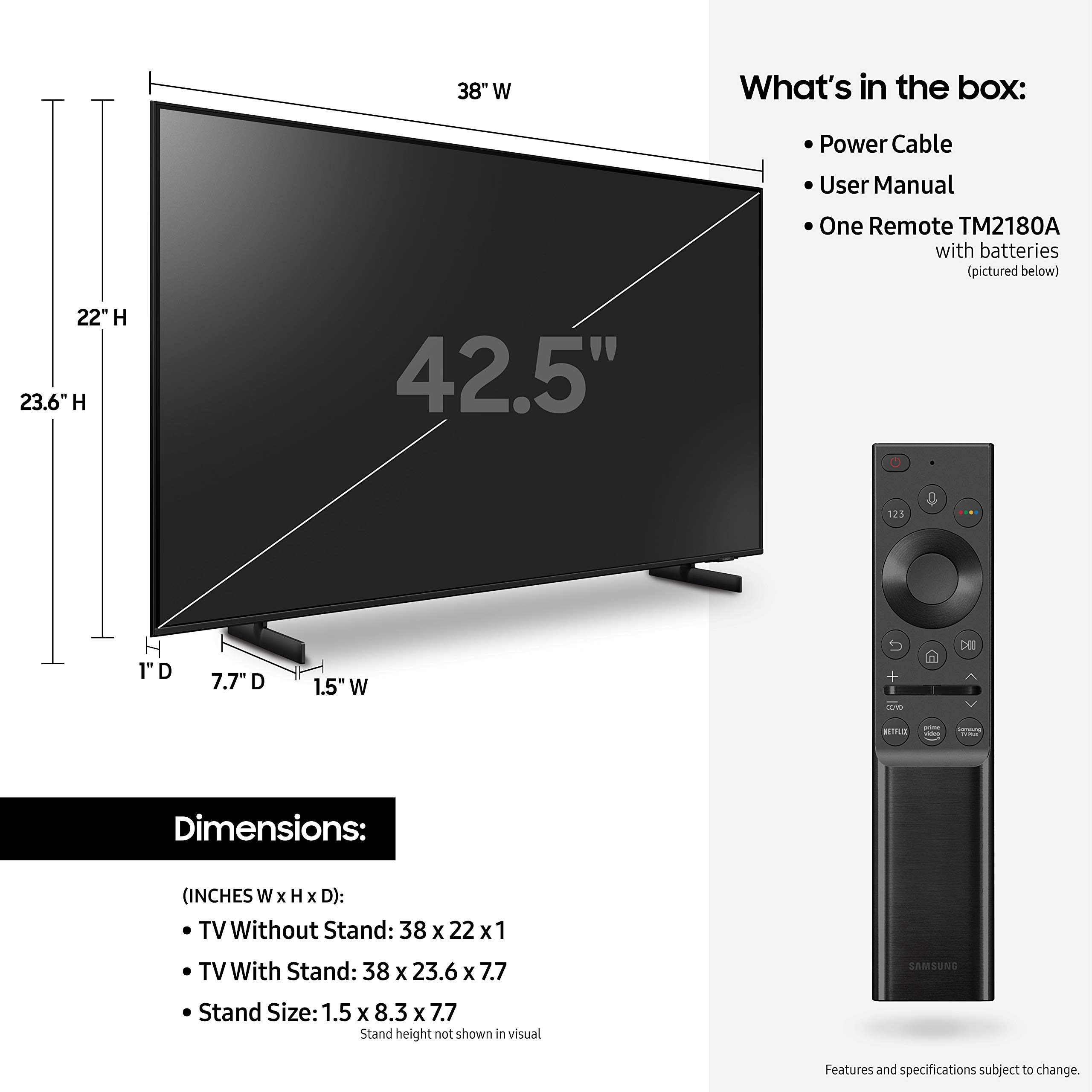 SAMSUNG 43-Inch Class Crystal 4K UHD AU8000 Series HDR, 3 HDMI Ports, Motion Xcelerator, Tap View, PC on TV, Q Symphony, Smart TV with Alexa Built-In (UN43AU8000FXZA, 2021 Model) - Image 4