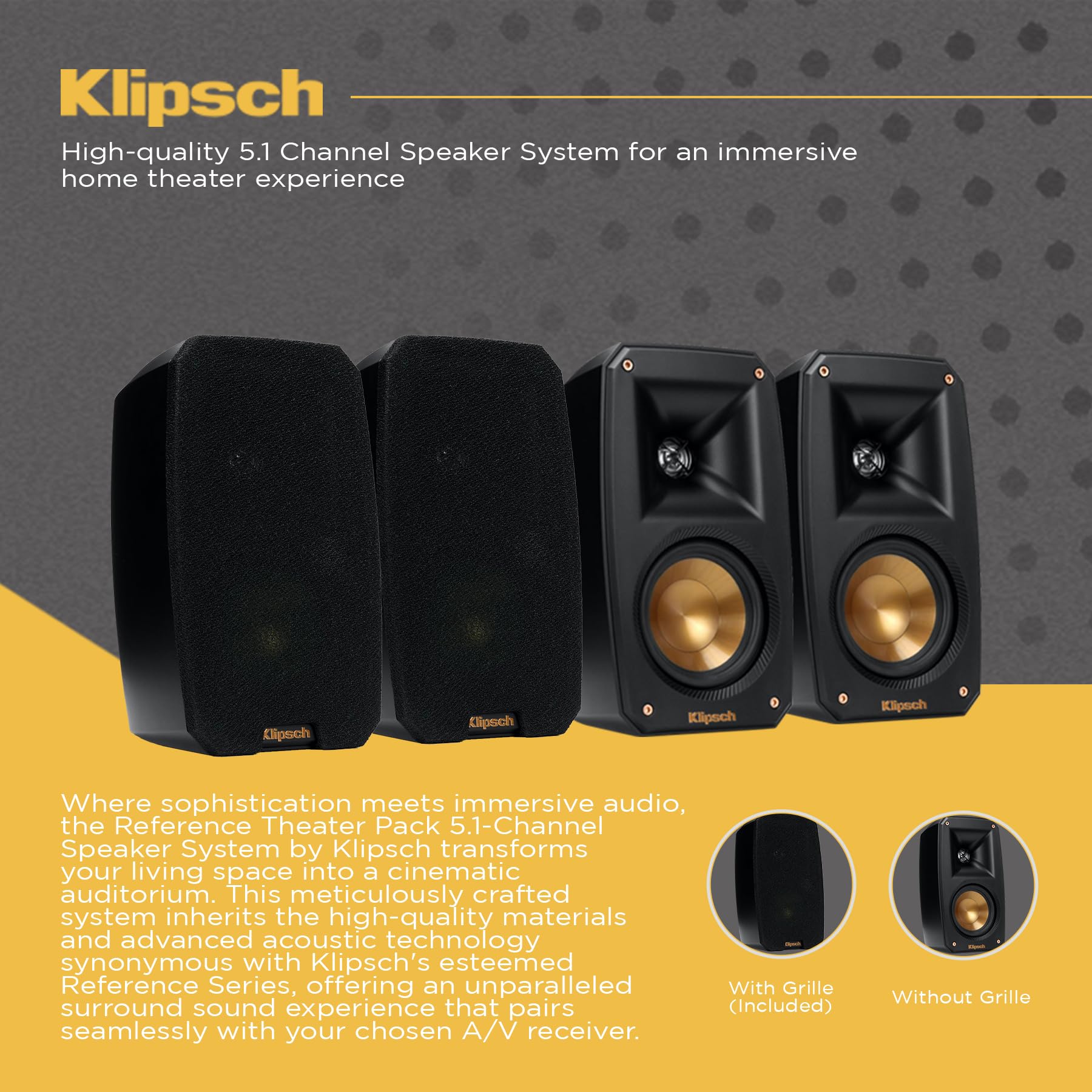 Klipsch Reference Theater Pack 5.1-Channel Speaker System + AVR-S770H 75W 7.2-Channel 8K Network AV Receiver with HEOS - Image 7