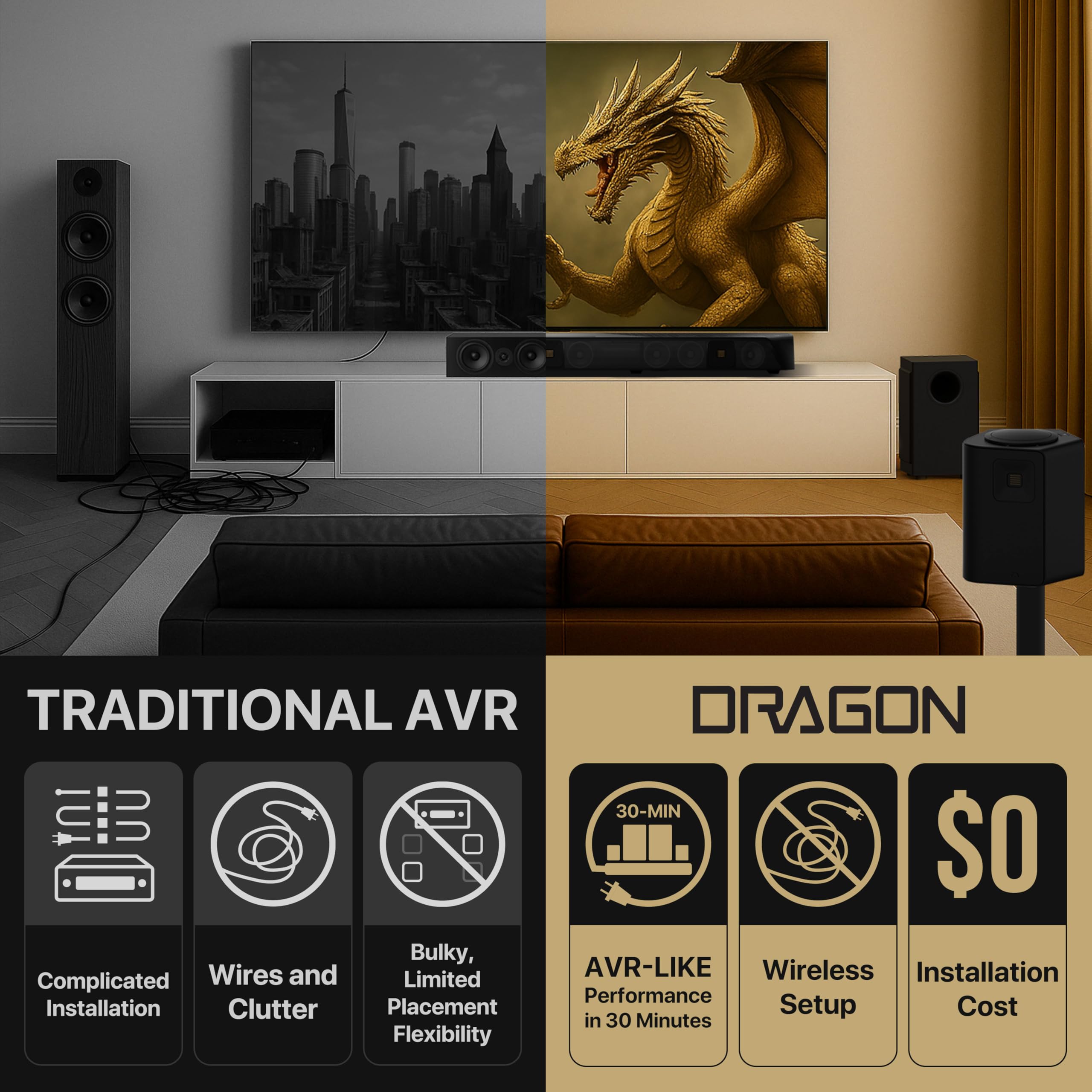 Nakamichi Dragon 11.4.6 Home Surround Sound System with Dolby Atmos and DTS:X Pro. Best Soundbar with AVR Processing - Image 8