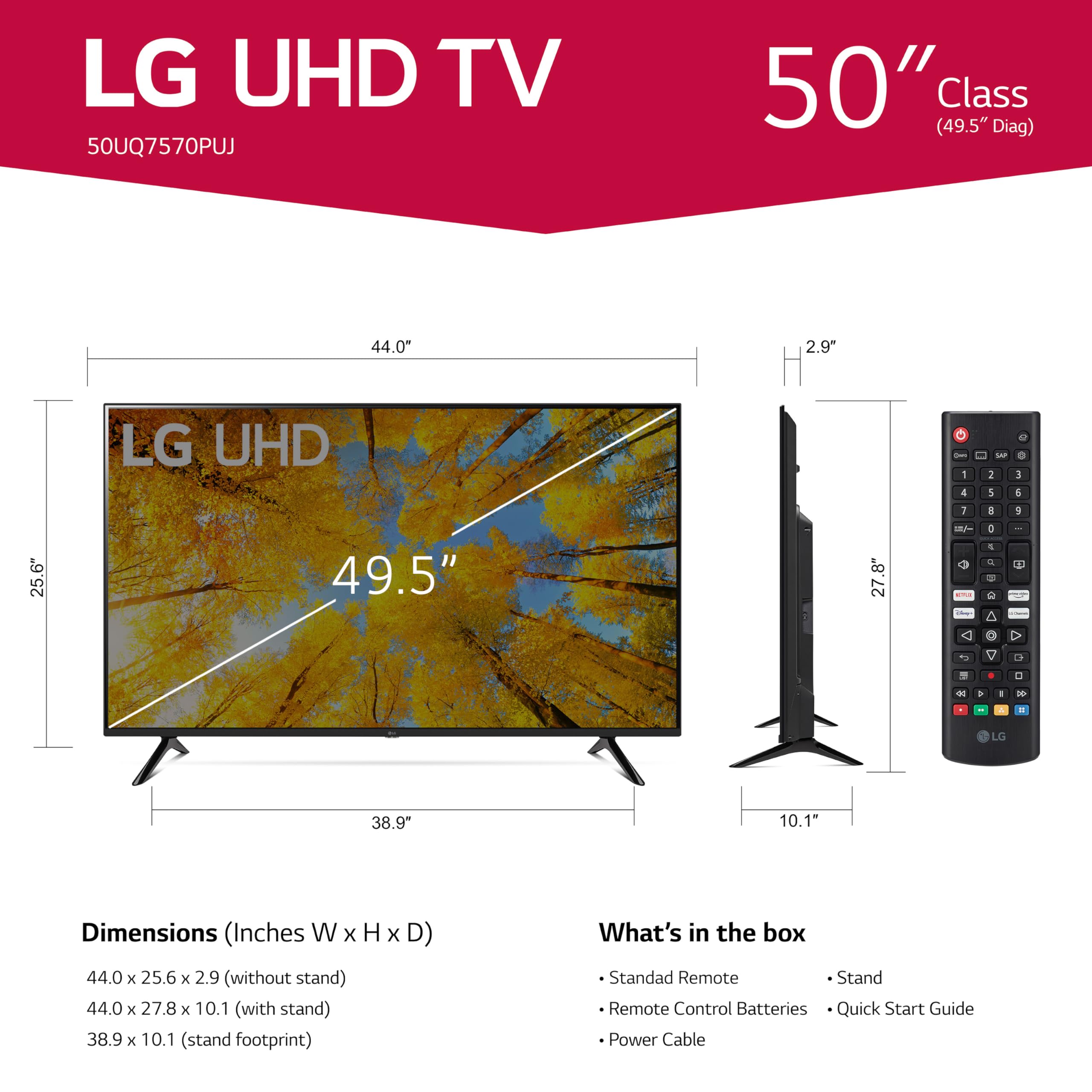 LG 50-Inch Class UQ7570 Series 4K Smart TV, AI-Powered 4K, Cloud Gaming (50UQ7570PUJ, 2022), Black - Image 7