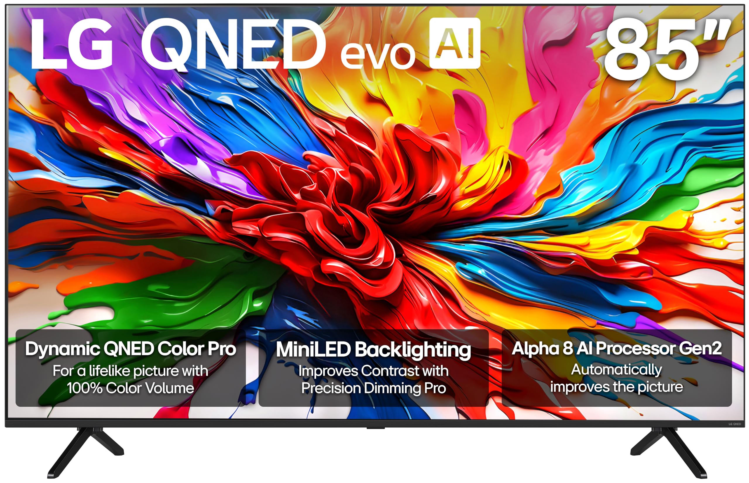 LG 85-Inch Class QNED evo AI QNED92A Series Mini LED 4K Smart TV w/Dolby Atmos, Dolby Vision, HDR10, AI Super Upscaling 4K, Filmmaker Mode, Wow Orchestra, Alexa Built-in (85QNED92AUA, 2025)