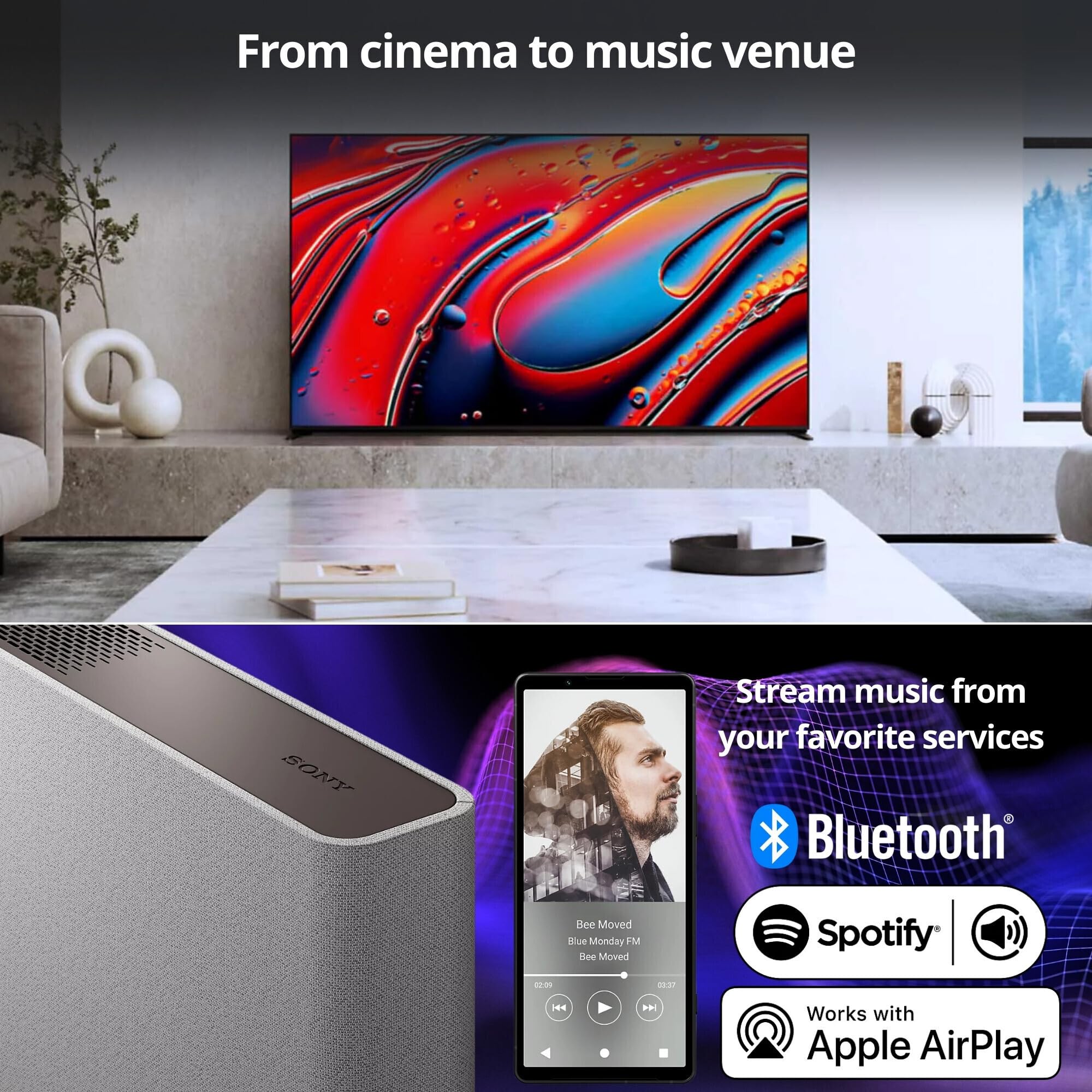 Sony BRAVIA Theater Quad Home Theater Surround Sound System with 4 Wireless Speakers (Gray) Bundle SASW3 Wireless Subwoofer, Monitor Isolation Pads, HDMI Cable, and Cable Ties (5 Items) - Image 4