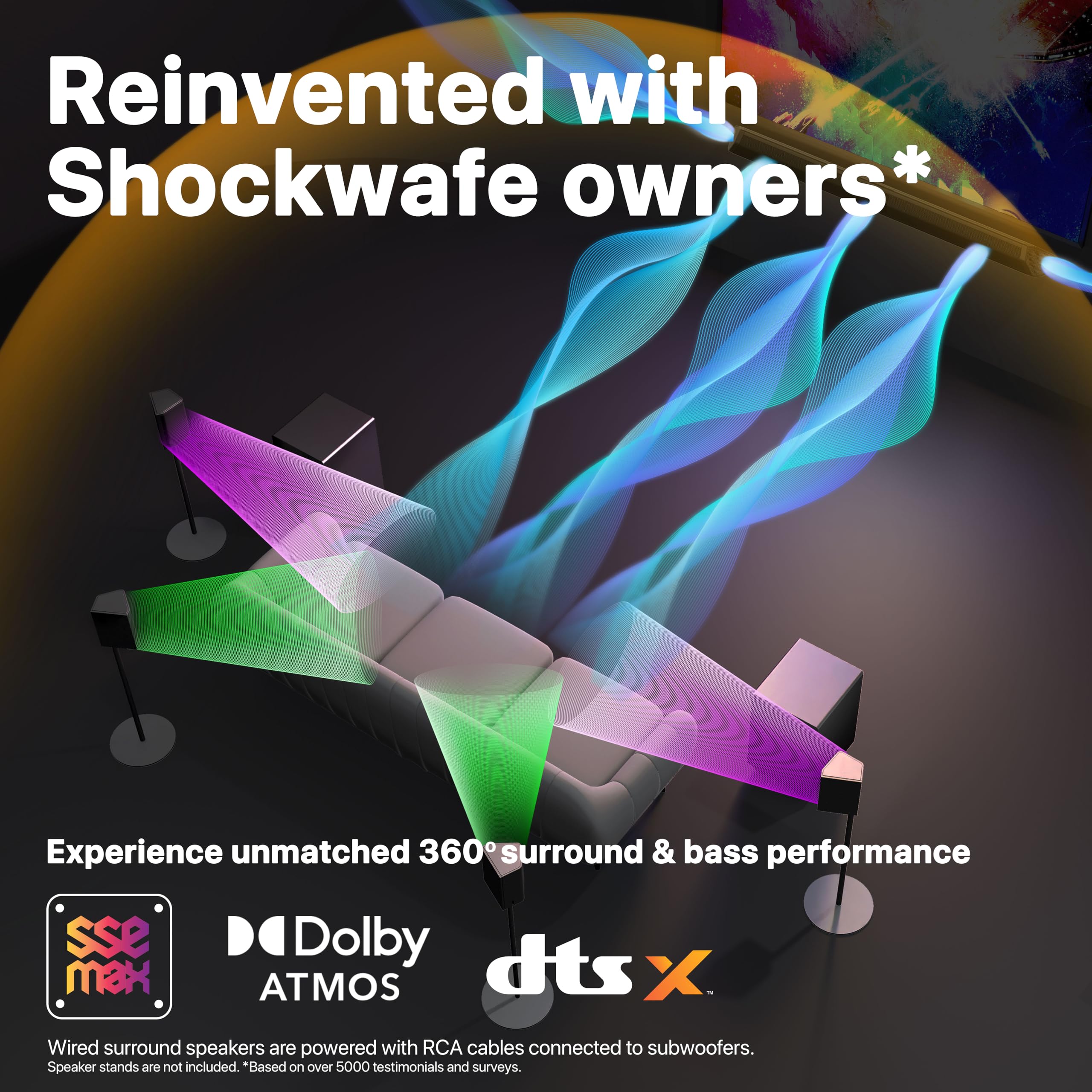 Nakamichi Shockwafe Ultra 9.2.4 Channel Dolby Atmos/DTS:X Soundbar with Dual 10" Subwoofers (Wireless), 4 Rear Surround Effects Speakers, eARC and SSE Max Technology (Flagship) - Image 4