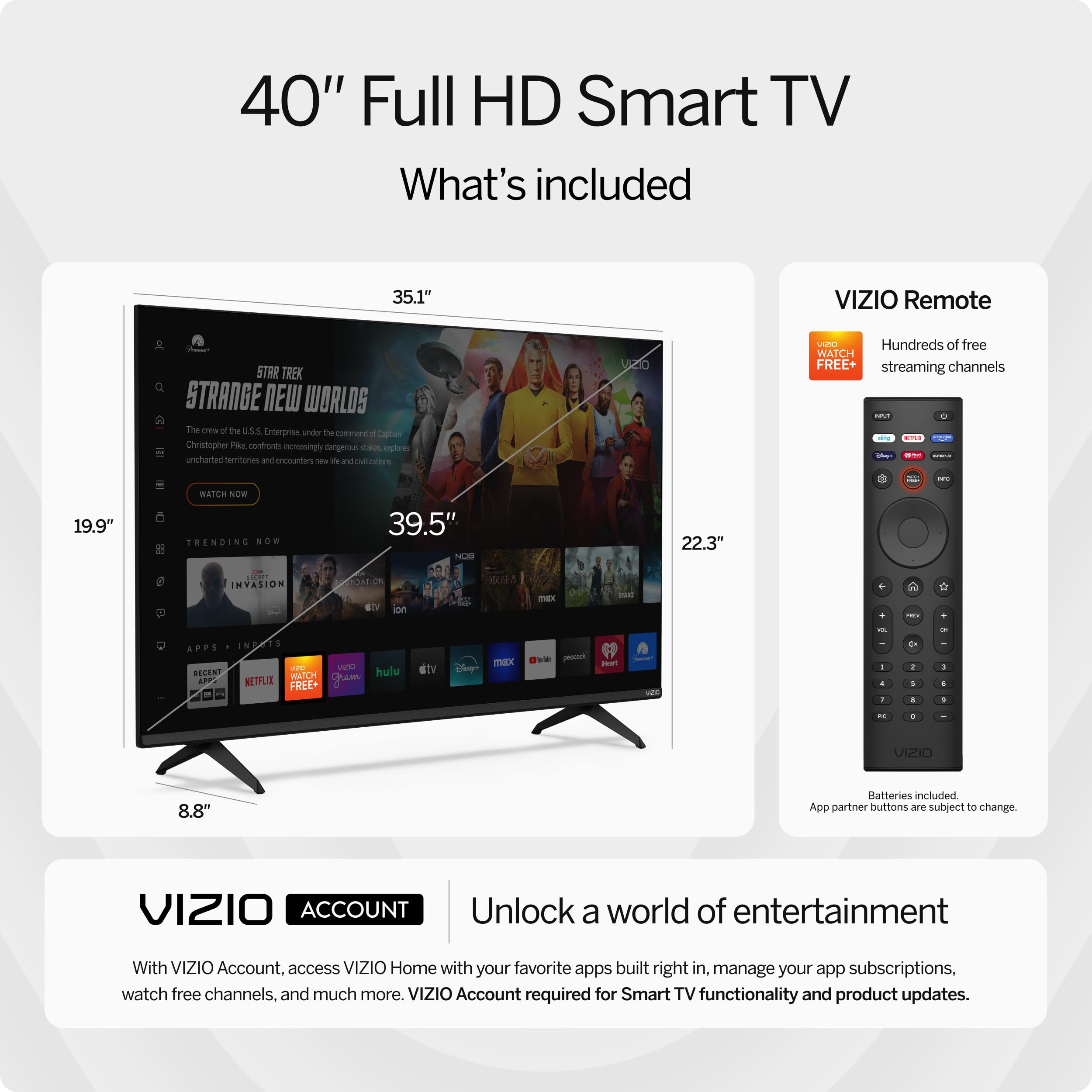 VIZIO 40-inch Full HD 1080p Smart TV with DTS Virtual: X, Alexa Compatibility, Google Cast Built-in, Bluetooth Headphone Capable, (VFD40M-08 New) - Image 17