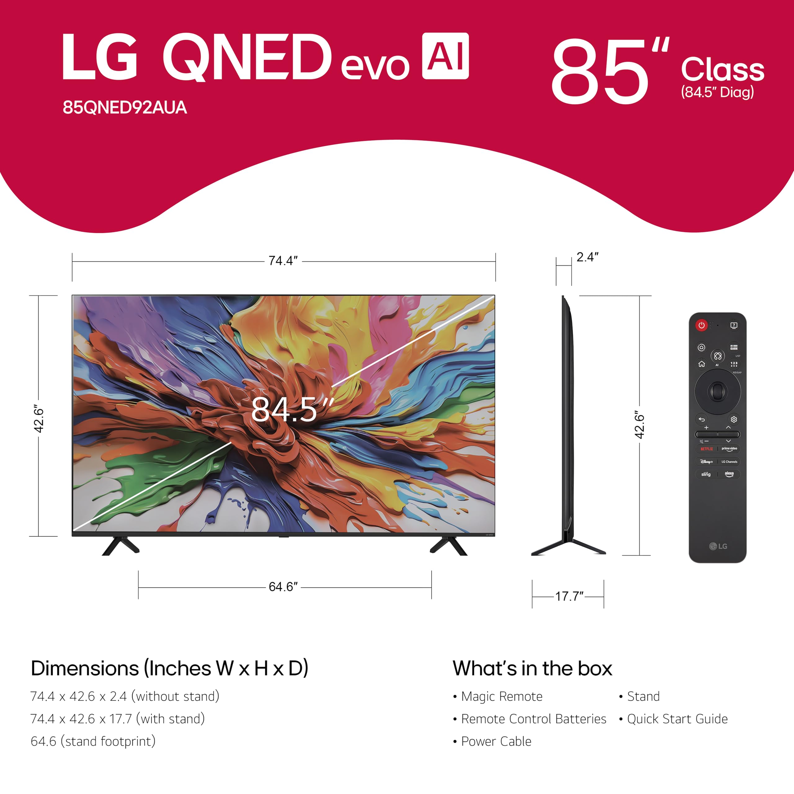 LG 85-Inch Class QNED evo AI QNED92A Series Mini LED 4K Smart TV w/Dolby Atmos, Dolby Vision, HDR10, AI Super Upscaling 4K, Filmmaker Mode, Wow Orchestra, Alexa Built-in (85QNED92AUA, 2025) - Image 18