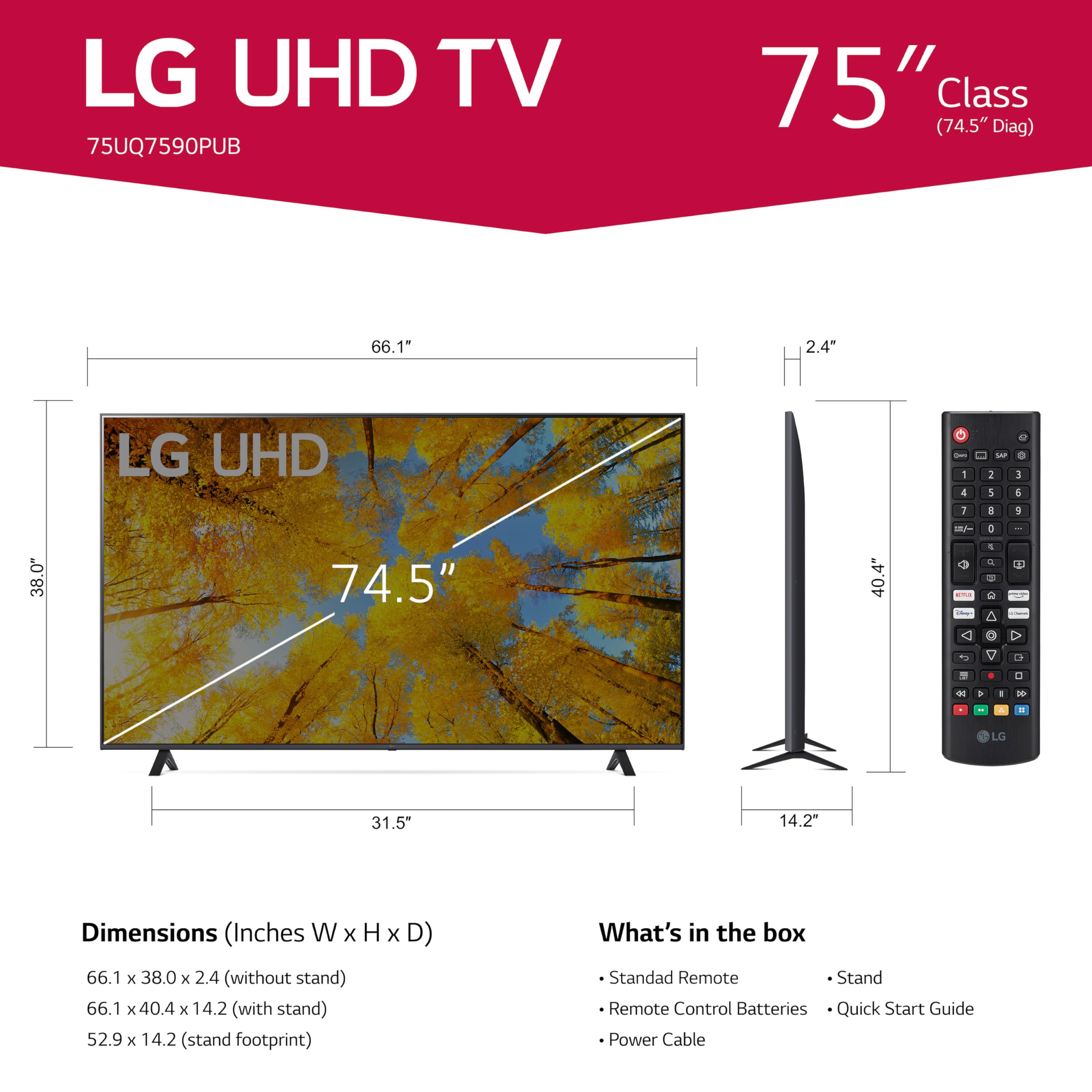 LG 75-Inch Class UQ7590 Series 4K Smart TV, AI-Powered 4K, Cloud Gaming (75UQ7590PUB, 2022) - Image 6