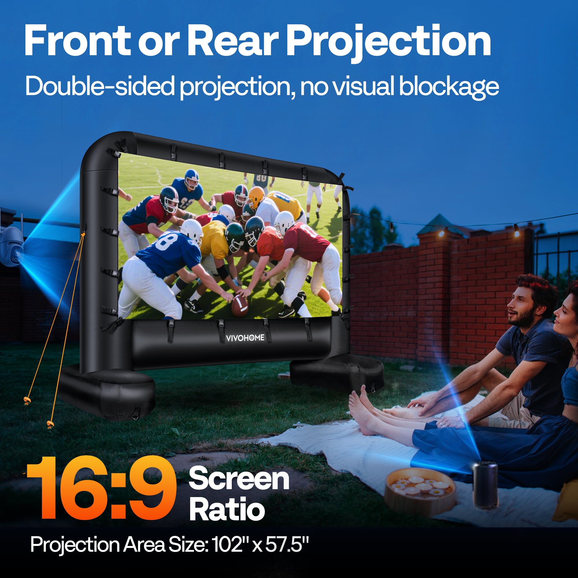 VIVOHOME 14 FT Inflatable Projector Screen for Outside, Blow Up Movie Screen Outdoor Use, Mega Large TV Screen with Carry Bag for Backyard, Tube Leg Support - Image 6