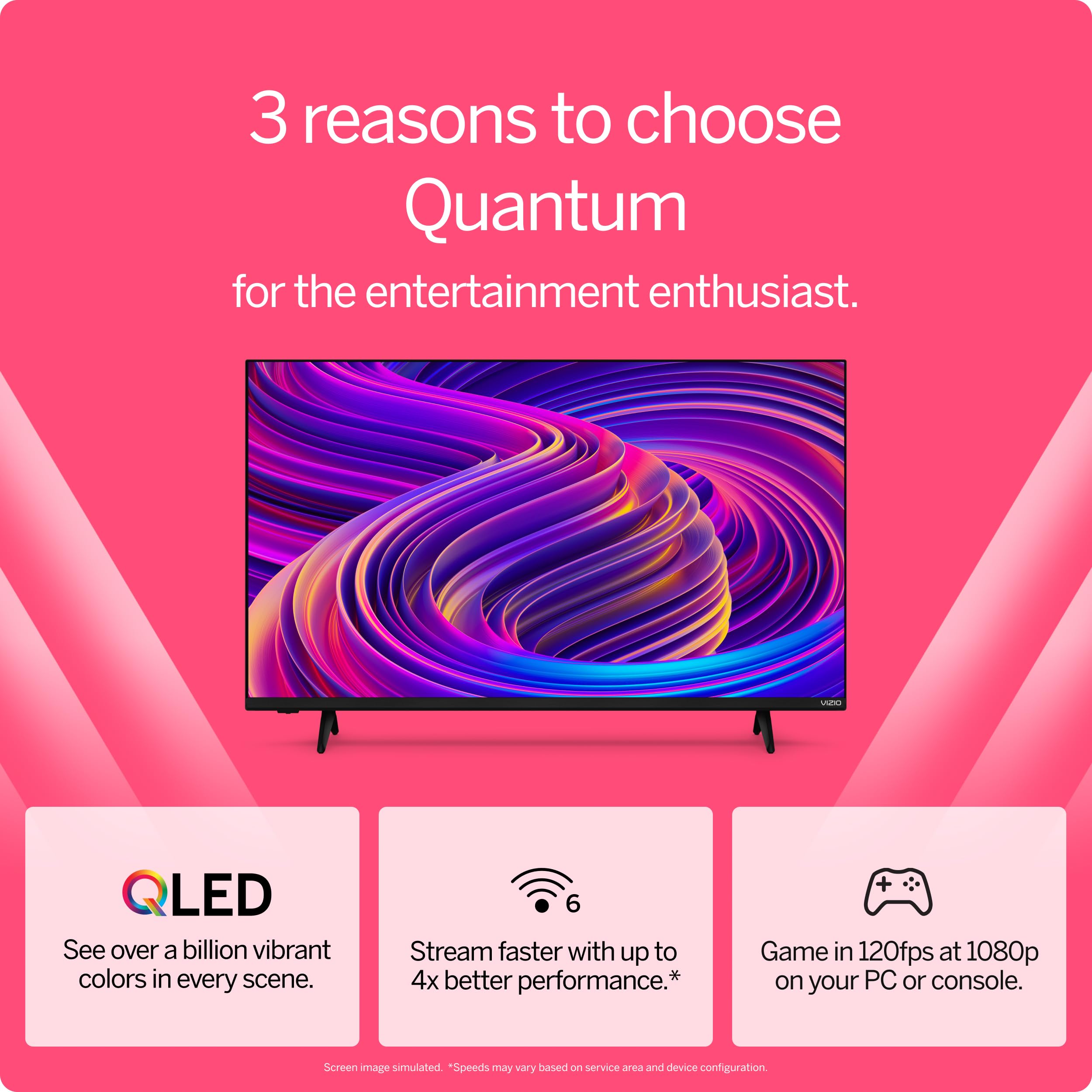 VIZIO 43-inch Quantum 4K QLED HDR Smart TV w/Dolby Vision HDR, 120fps @1080p PC Gaming, WiFi 6, Bluetooth Headphone Capable, Apple AirPlay, Google Cast Built-in (VQD43M-0801, New) - Image 18