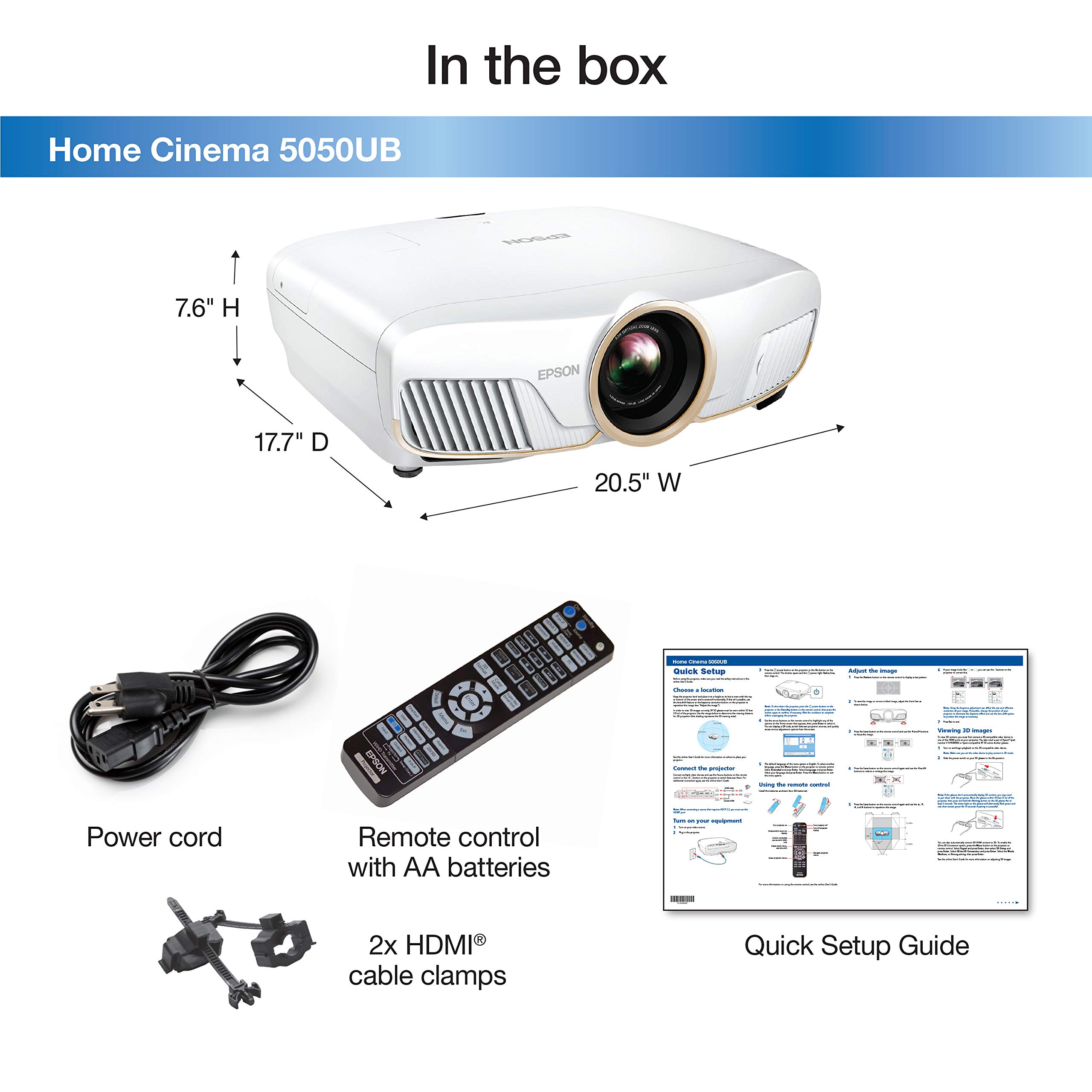 Epson Home Cinema 5050UB 4K PRO-UHD 3-Chip Projector with HDR,White - Image 6