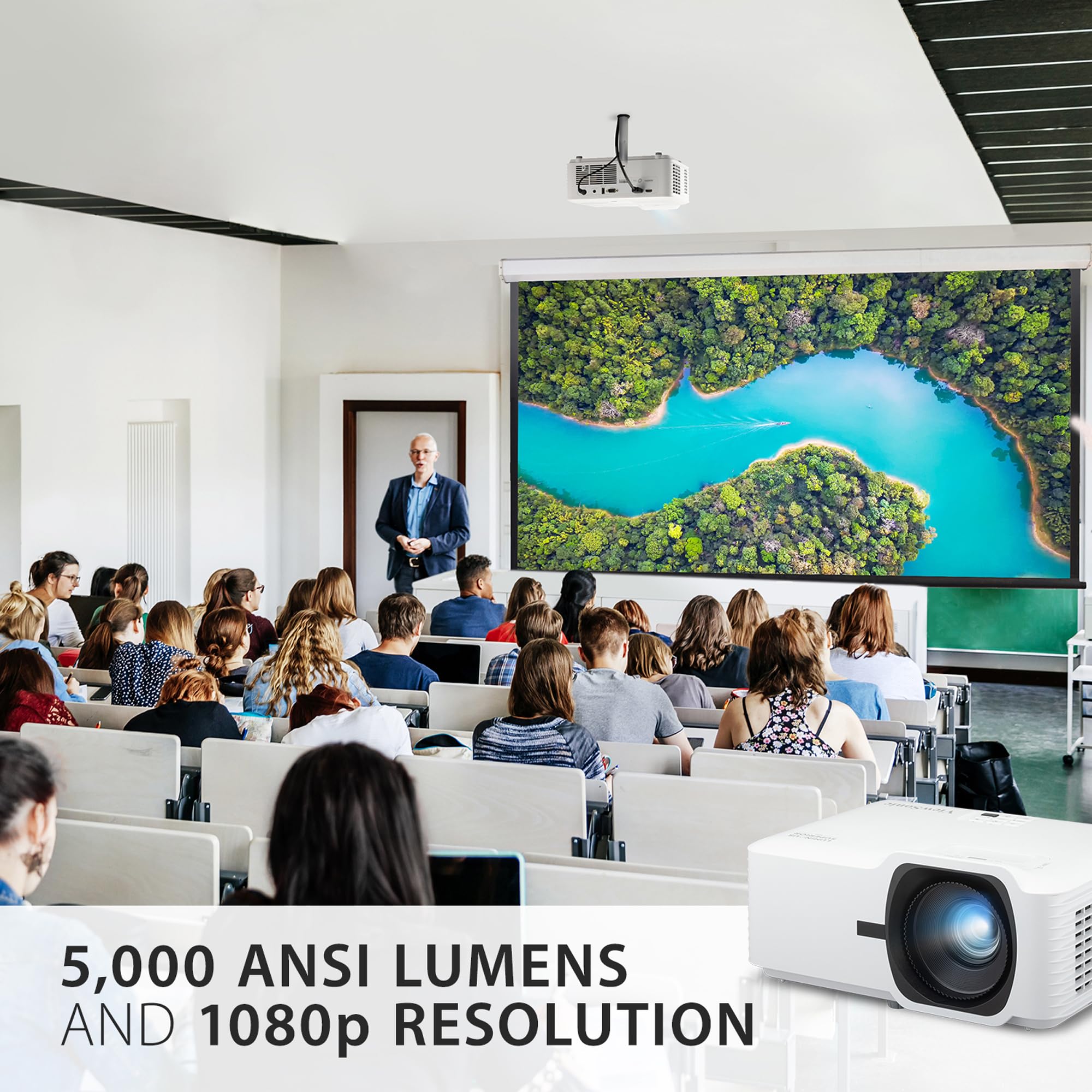 ViewSonic LS740HD 5000 Lumens 1080p Laser Projector with 1.3x Optical Zoom, H/V Keystone, 4 Corner Adjustment, and 360 Degrees Projection for Auditorium, Conference Room and Education - Image 9