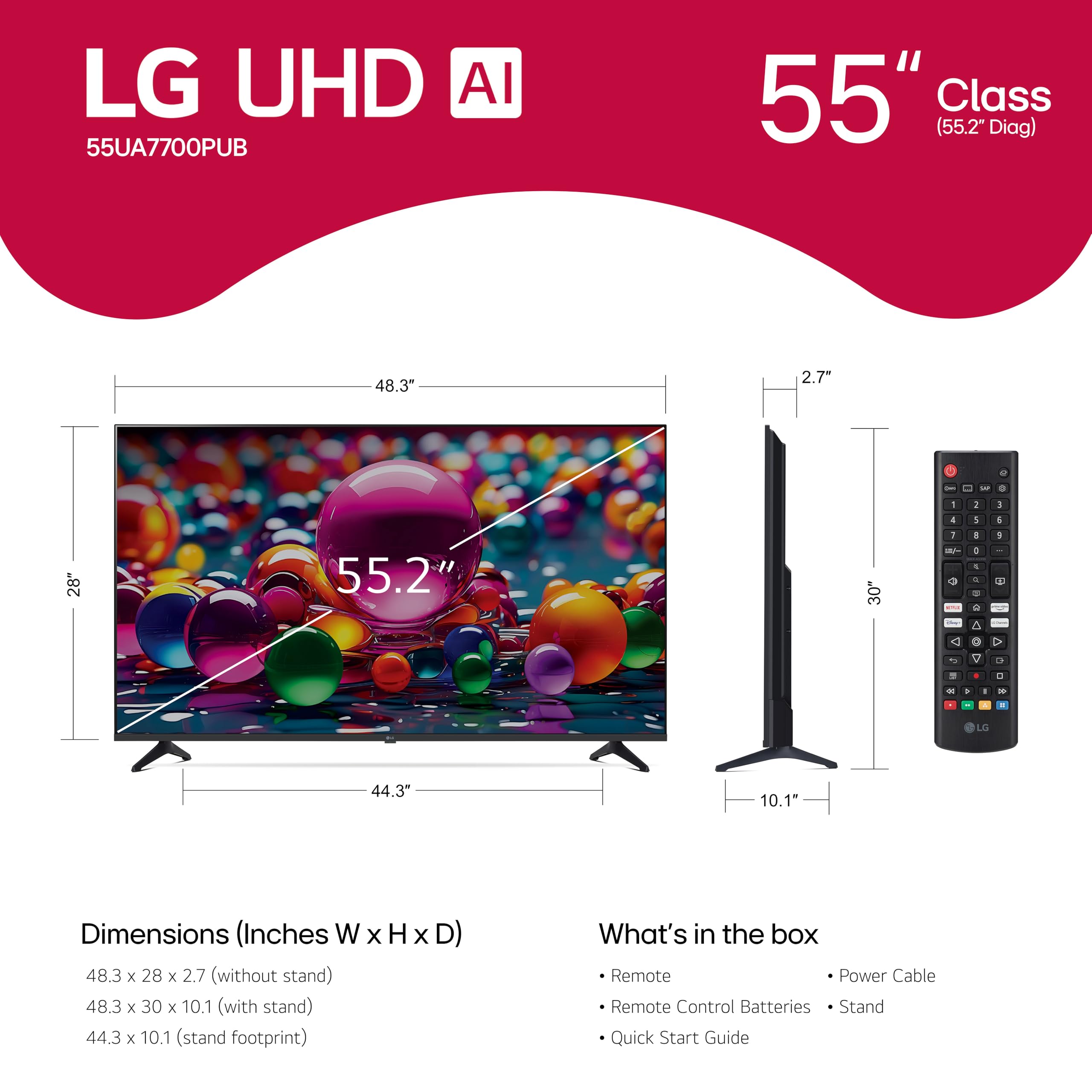 LG 55-Inch Class UHD AI 4K UA77 Series Smart TV w/AI Sound Pro, HDR10, 4K Super Upscaling, Filmmaker Mode, Wow Orchestra, Compatible with Alexa (55UA7700PUB, 2025) - Image 15