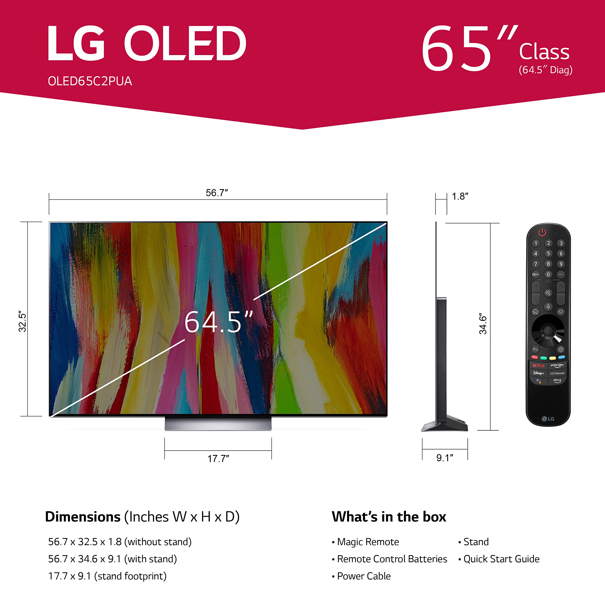 LG C2 Series 65-Inch Class OLED evo Smart TV OLED65C2PUA, 2022 - AI-Powered 4K TV, Alexa Built-in - Image 9