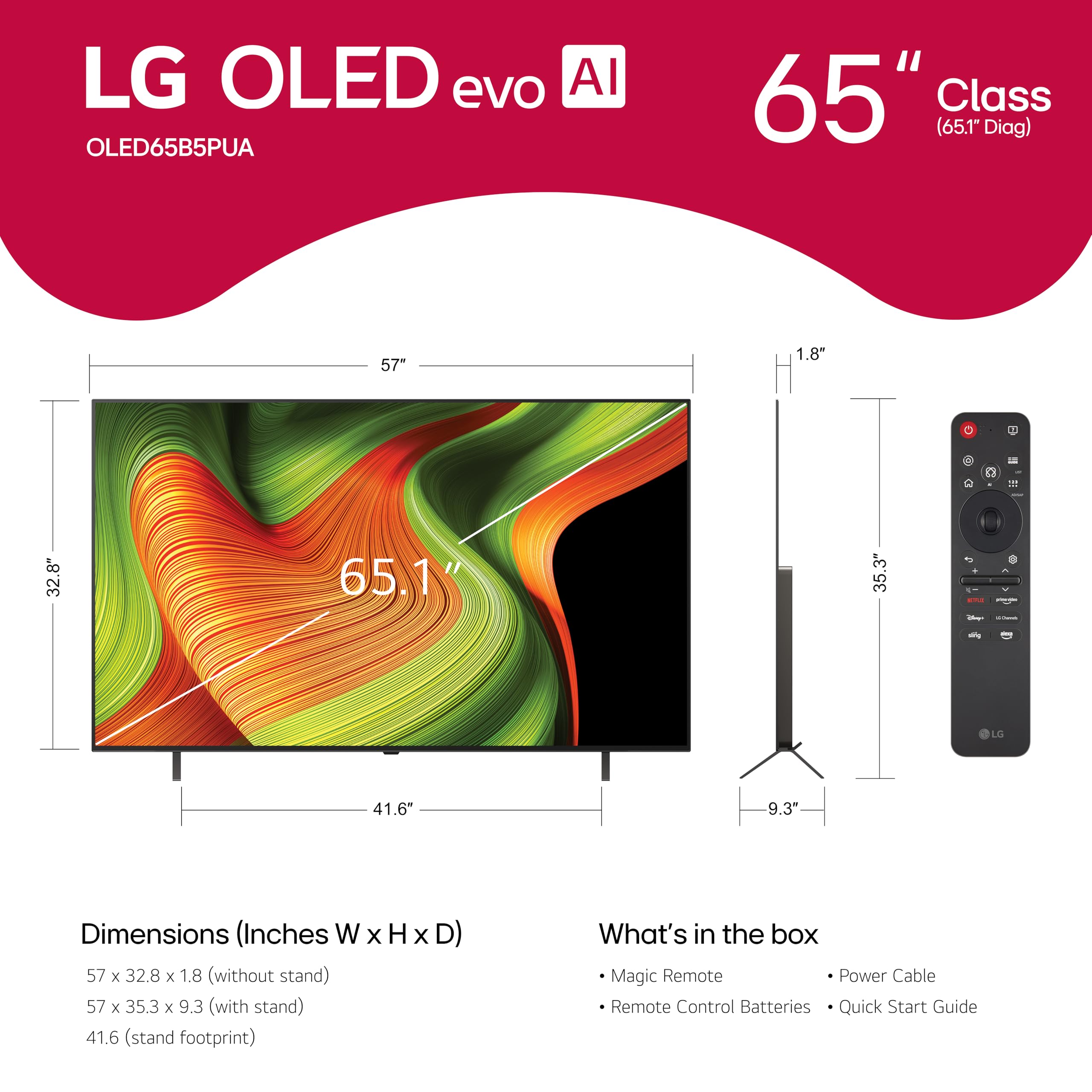 LG 65-Inch Class OLED AI 4K B5 Series Smart TV w/Dolby Atmos, Dolby Vision, HDR10, AI Super Upscaling 4K, Filmmaker Mode, Wow Orchestra, Alexa Built-in (OLED65B5PUA.AUSZ, 2025) - Image 12