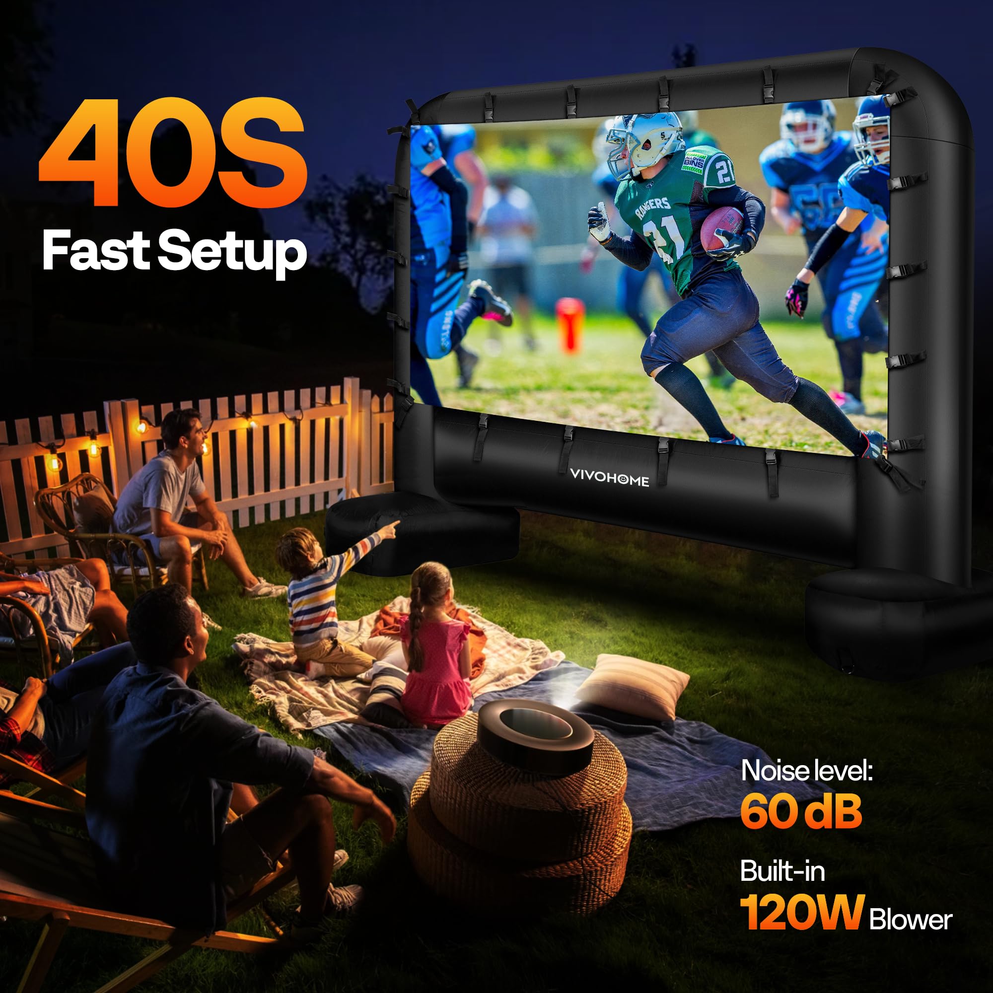 VIVOHOME 14 FT Inflatable Projector Screen for Outside, Blow Up Movie Screen Outdoor Use, Mega Large TV Screen with Carry Bag for Backyard, Tube Leg Support - Image 7