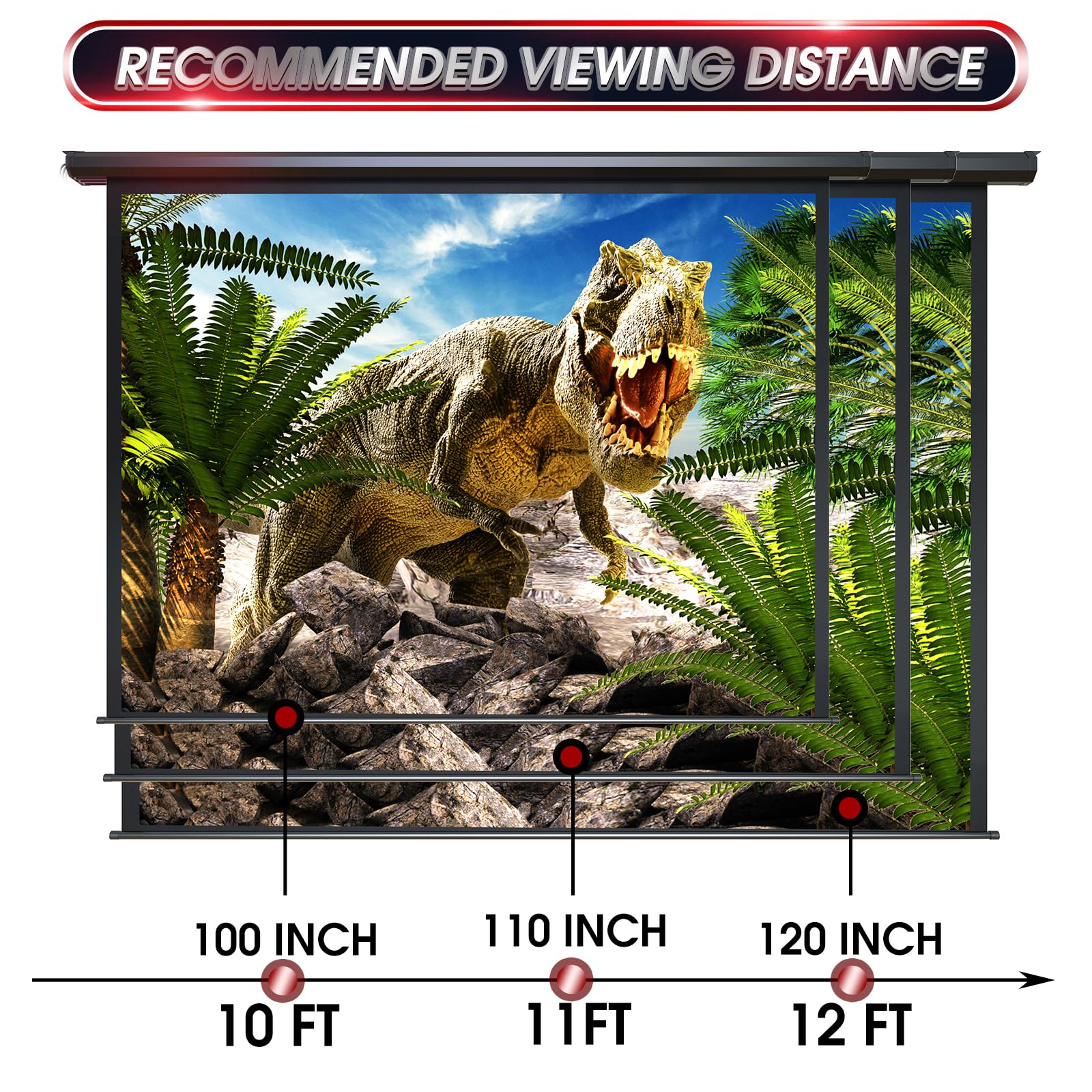 Motorized Projector Screen - Indoor and Outdoor Movies Screen Electric Projector Screen W/Remote Control (120 inch) - Image 5