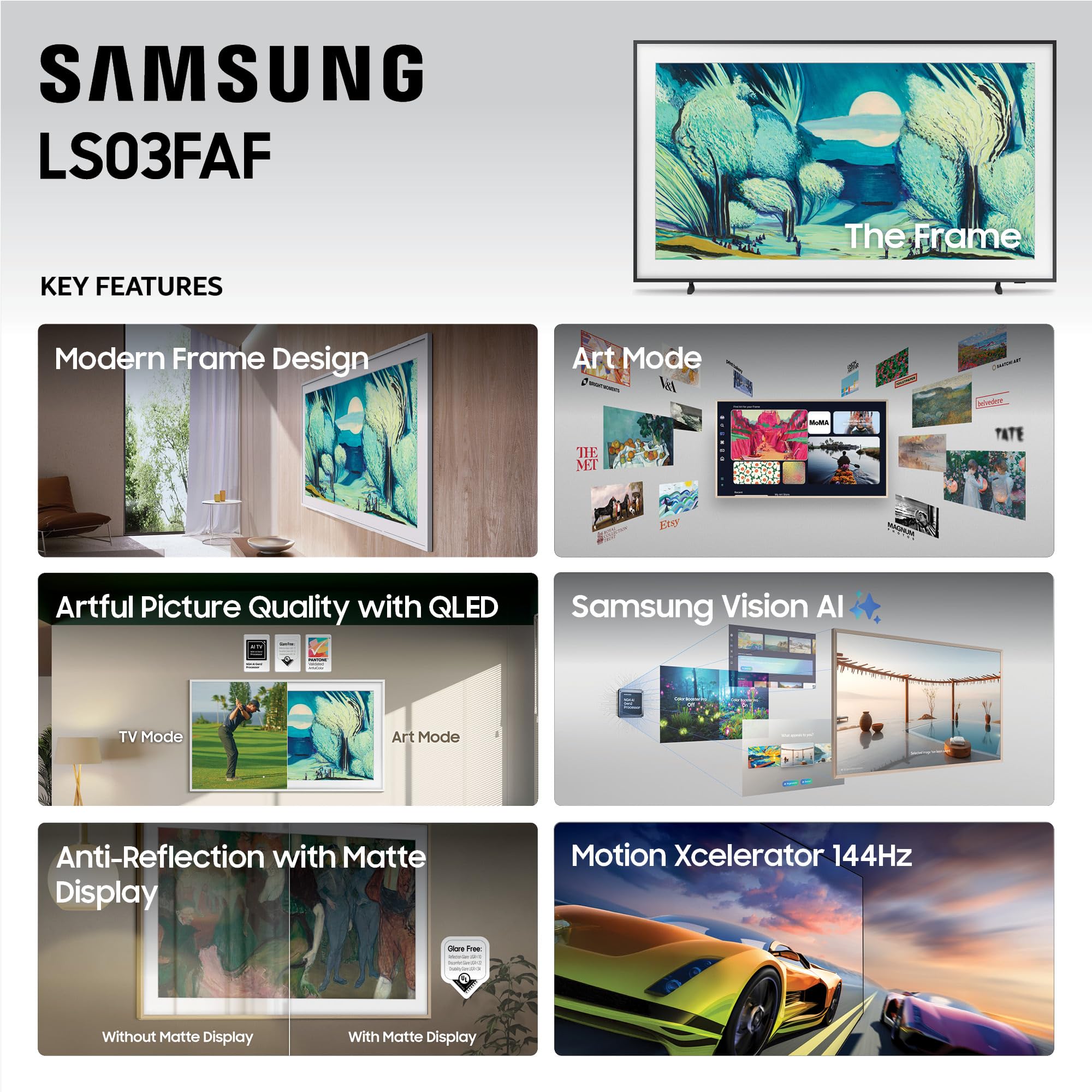 Samsung 65-Inch Class The Frame LS03F 4K QLED Smart TV (2025 Model) Slim Fit Wall Mount, Modern Frame Design, NQ4 AI Gen2 Processor, Art Mode, Artful Picture Quality, Samsung Vision AI, Alexa Built-in - Image 12