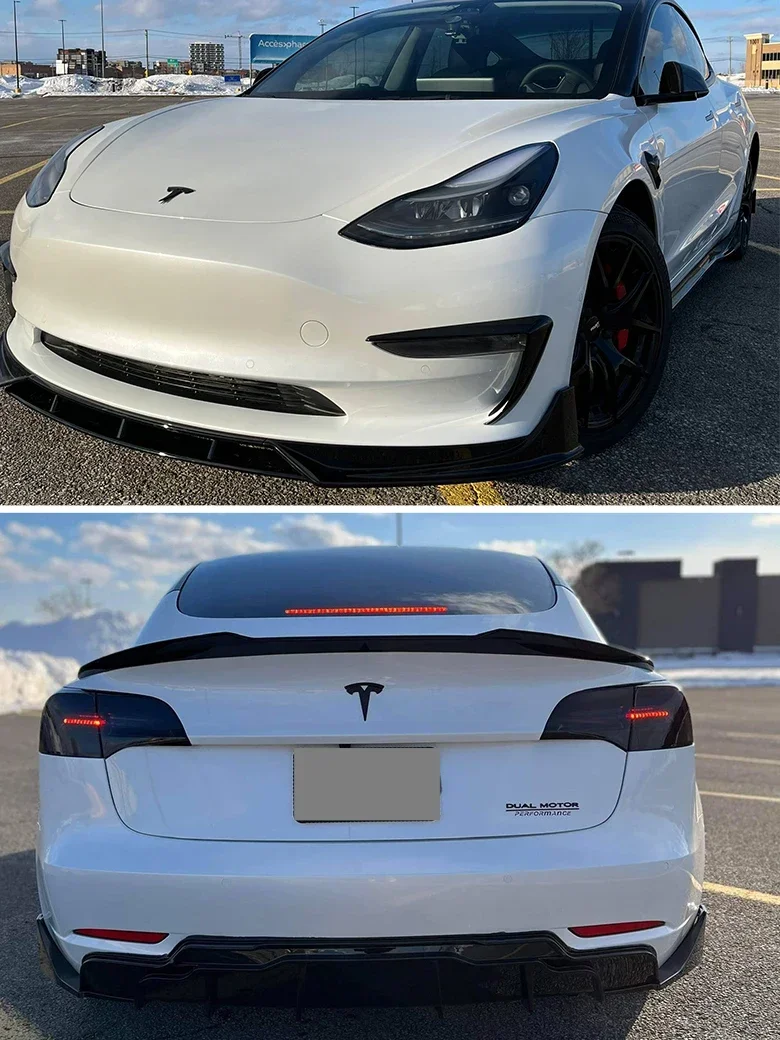Carbon Fiber Bodykit Rear Spoiler Diffuser Front Lip Bumper Side Skirt Aero Kit Accessories For Tesla Model Y 3 2016-2023 2024 - Image 6