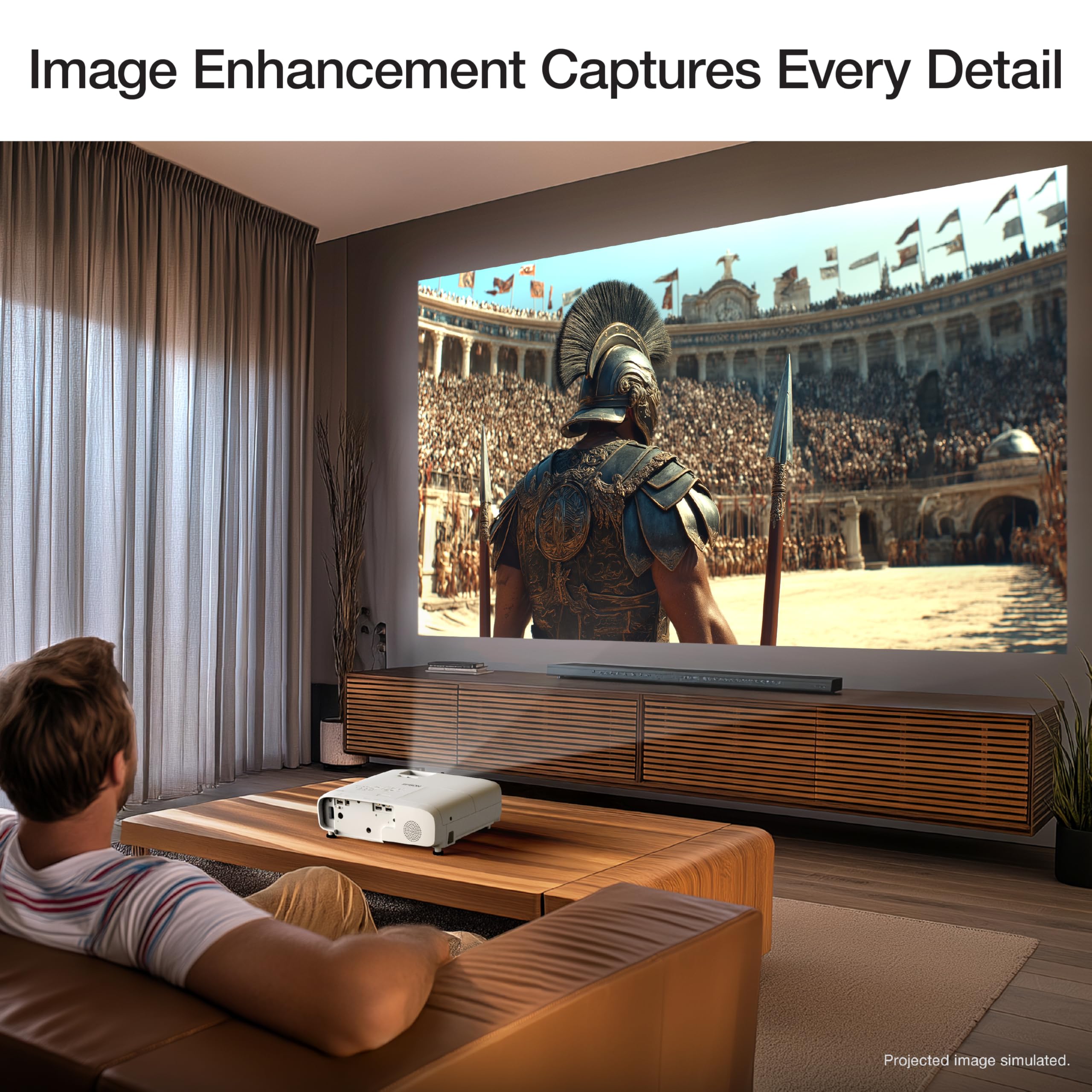 Epson Home Cinema 980 3-Chip 3LCD 1080p Projector, 4,000 Lumens Color and White Brightness, Streaming/Gaming/Home Theater, Built-In Speaker, Auto Picture Skew, 16000:1 Contrast, 2 HDMI Ports - Image 5