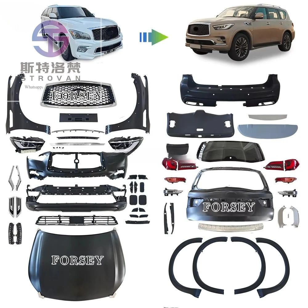 Car Bodykit for Infiniti QX80 2016 Upgrade to 2019 Front&Rear Bumper Front Lip Auto Body Systems with Headlamp and Rearlamp - Image 2
