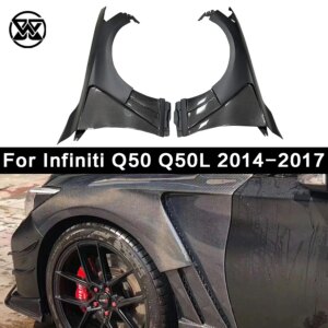 For Infiniti Q50 2014-2021 Carbon Fiber Front Bumper Fender Splitter Air Vent Spoiler Cover Car Side Door Fender  Body Kit