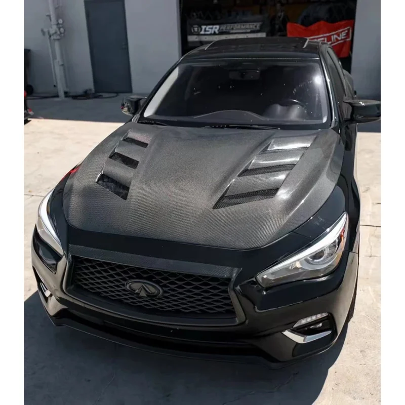 Carbon Fiber Car Hood for Infiniti Q50 Q50L Sport Sedan 4 Door 2014-2022 Front Bumper Hood Bonnet Engine Air Vent Cover Bodykit - Image 4