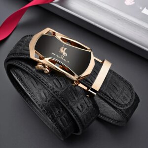 JIFANAUL Men's Belt High Quality Leather Luxury Belt Metal Automatic Buckle Belt Crocodile Pattern Fashion Belt