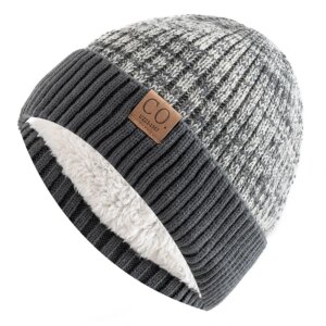 Unisex Two-Tone Winter Hats Add Fur Lined