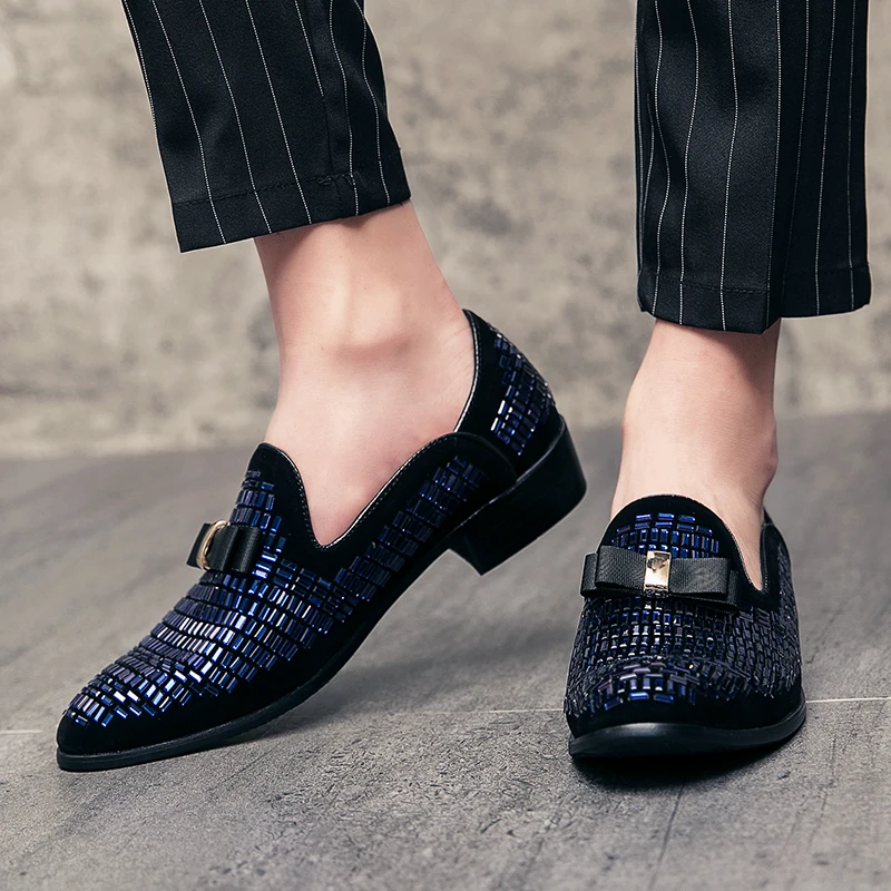 Men Evening formal Dress Rhinestone Shoes Loafers Casual Prom Wedding Party Leather slip on Shoes Men Silver Plus Size 48 - Image 5