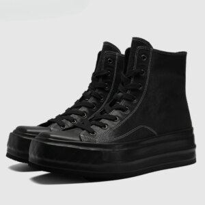 British Retro Washed Horse Leather Square Head High-top Boots Shoes Men's Comfortable Breathable Horsehide Casual Oxford Shoes