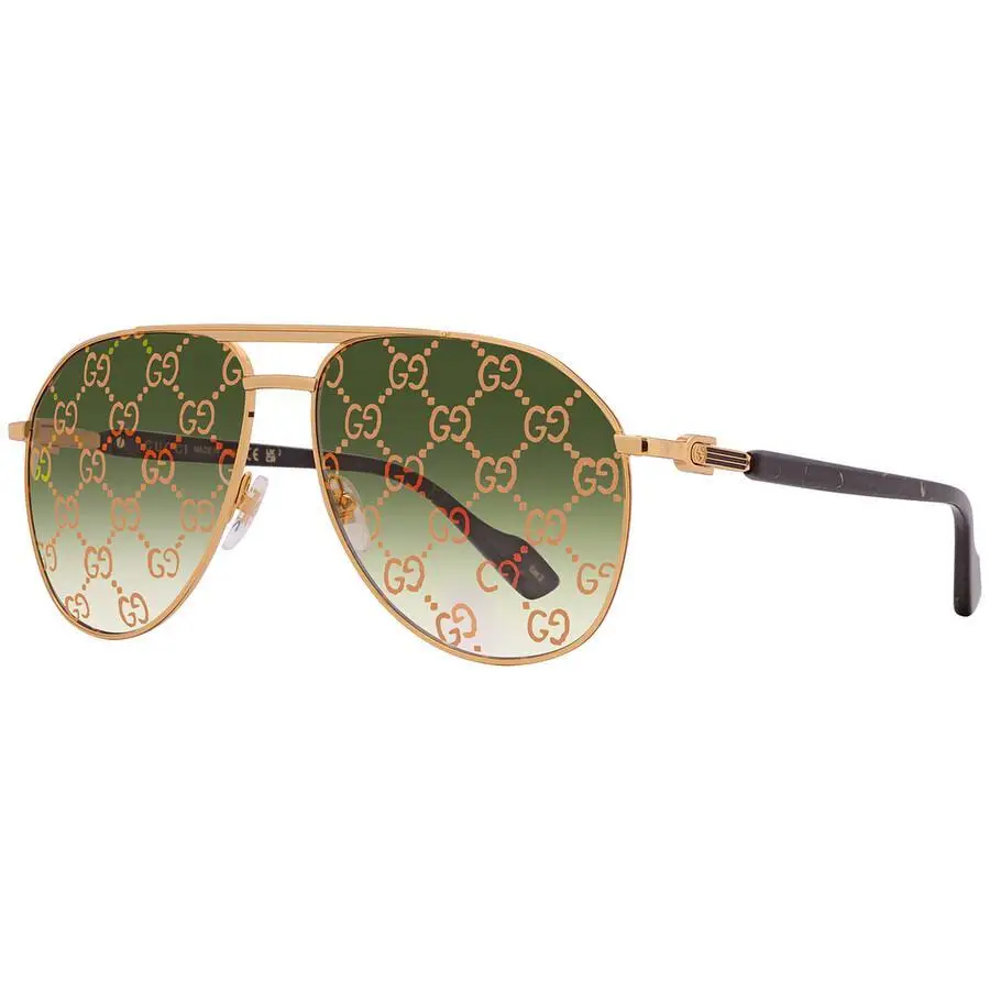 Gucci | Green Logo Pilot Men's Sunglasses GG1220S 004 59 - Image 3