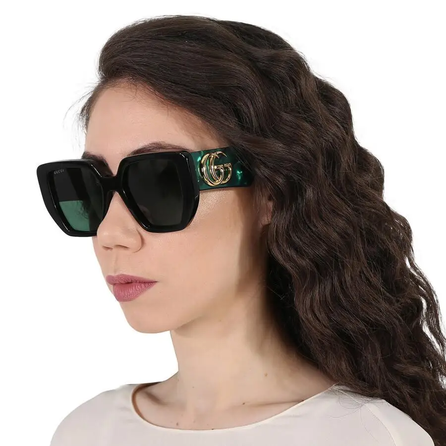 Gucci | Green Geometric Ladies Sunglasses GG0956S 001 54 - Image 2