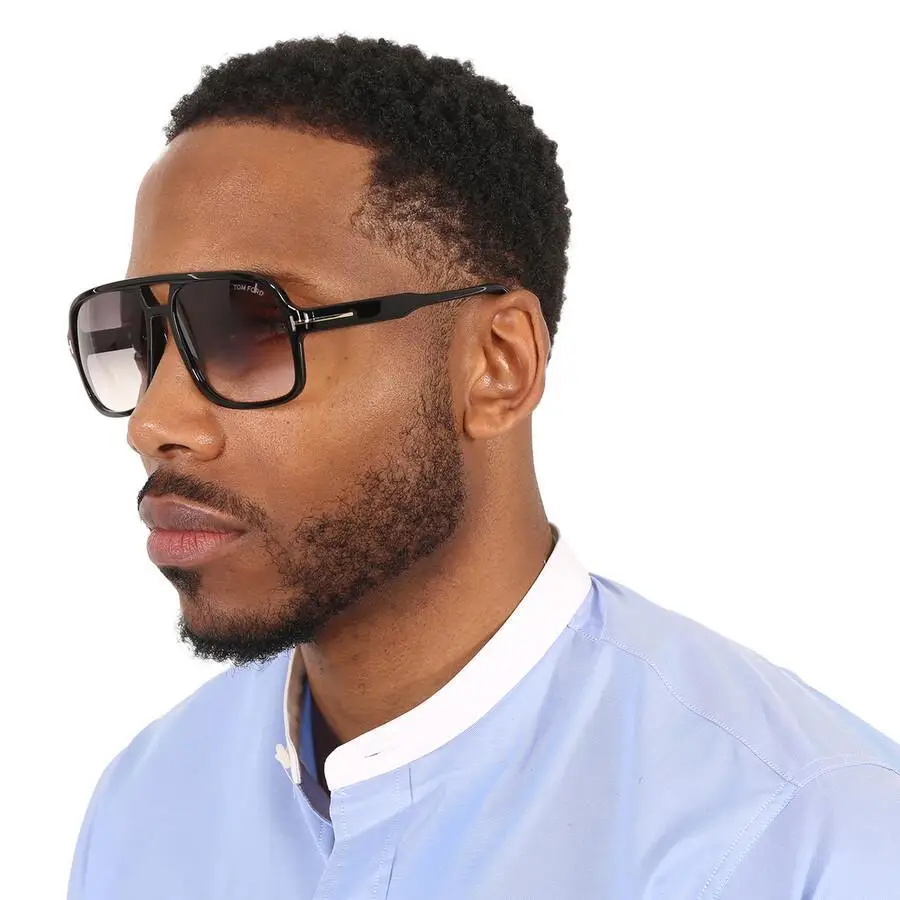 Tom Ford | Falconer Smoke Gradient Navigator Men's Sunglasses FT0884 01B 60 - Image 2