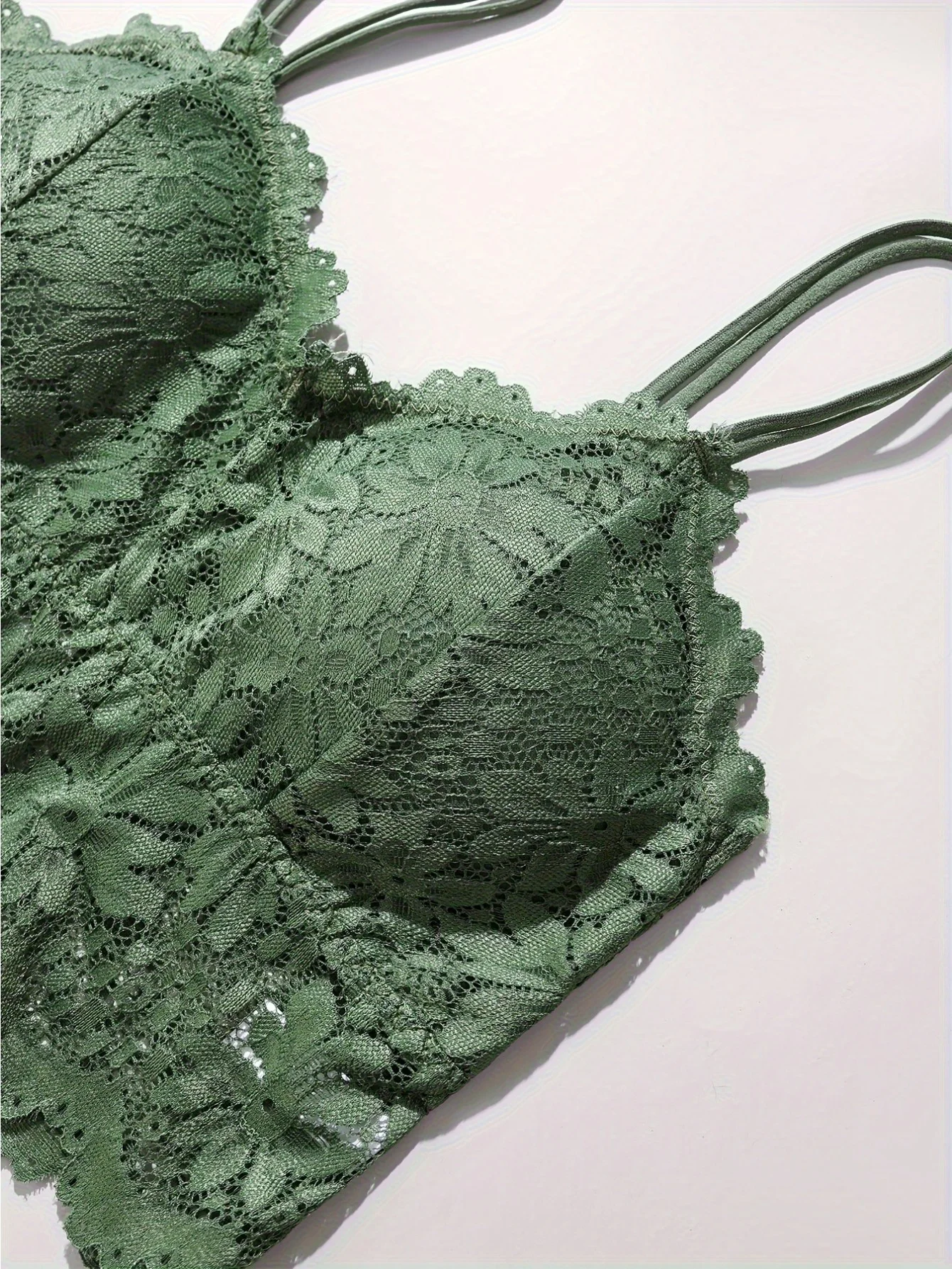 4pcs Women'S Sexy Lace Bra & Panty Set, Breathable & Comfortable, Removable Bra, Stretchy Lingerie Set - Image 4