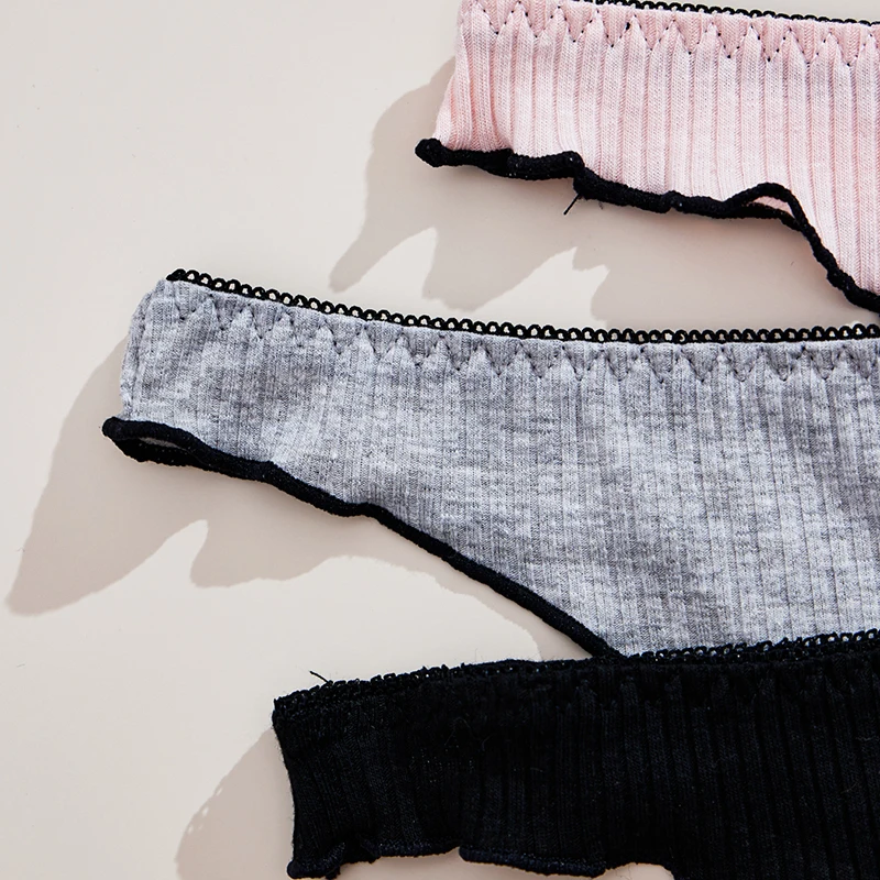 3Pcs Women's Thong Low-rise Panties Solid Color Cotton Lingerie Sexy Thongs Fashion Casual Underwear Comfort Fit Women's Tangas - Image 3