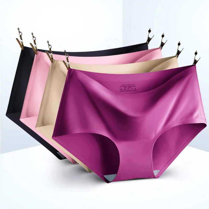 AOTOLK 3Pcs/Set Large Size XXL Seamless Women Panties Mid-waist Briefs Female Breathable Underwear Ice silk Crotch Lingerie - Image 3