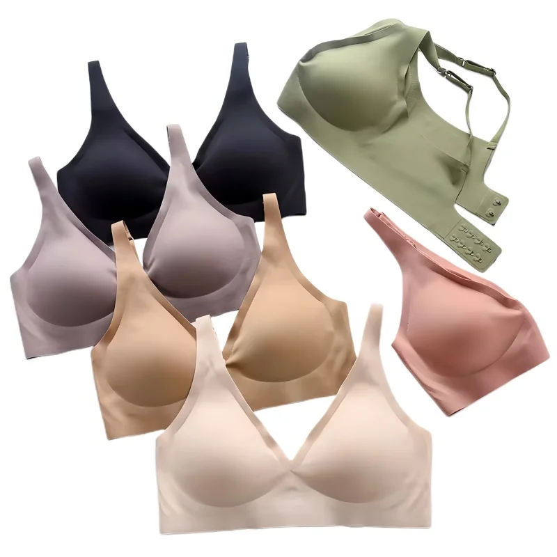 Sexy Seamless Bras For Women Wire Free Push Up Brassiere Deep V-Neck Bralettes Glossy Underwear Female Sexy Lingerie Intimates - Image 5