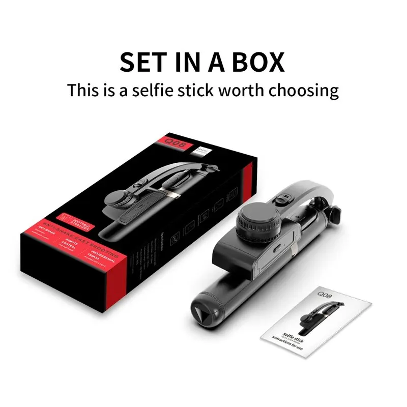 Q08 Handheld Gimbal Stabilisateur Estabilizador Selfie Stick Fill Light Smartphone Action Kameralar Bluetooth Tripod Gymba - Image 6